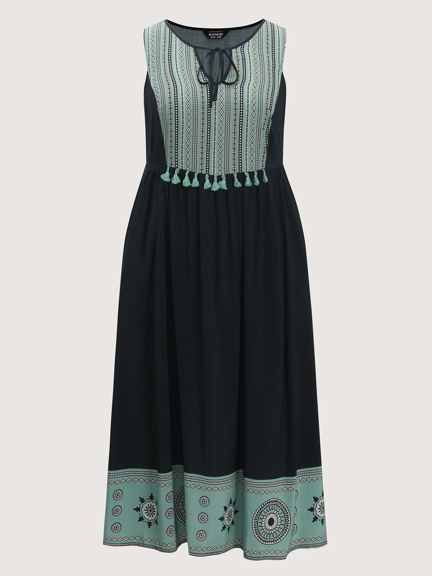 Color Contrast Floral Hem Sleeveless Midi Dress - Image 7