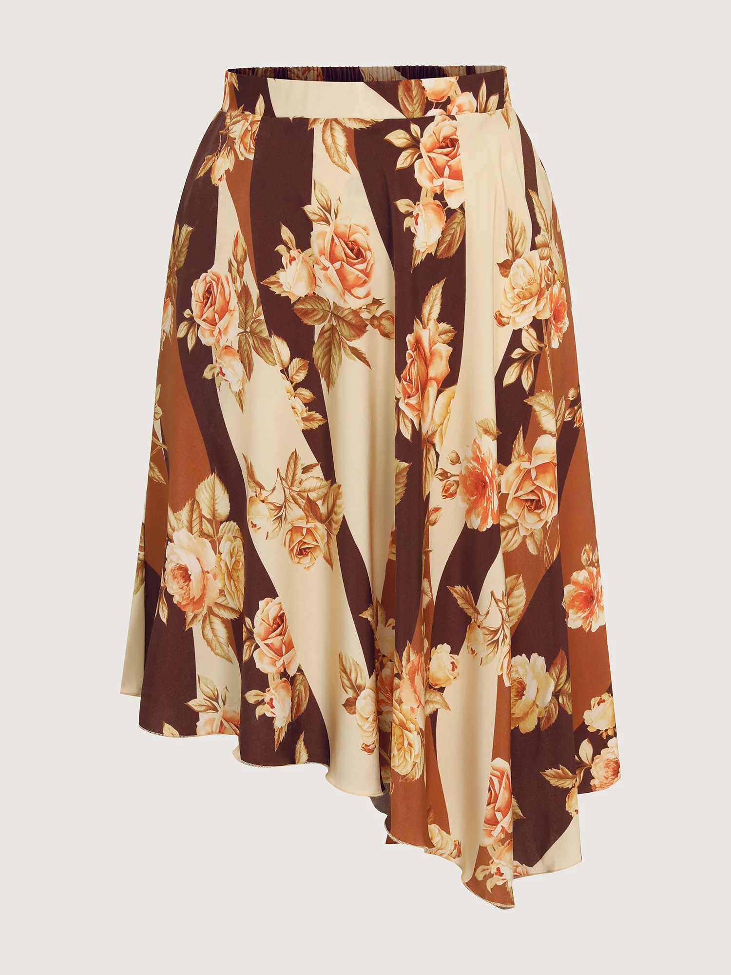 Color Contrast Floral Stripe Asymmetrical Maxi Skirt - Image 7