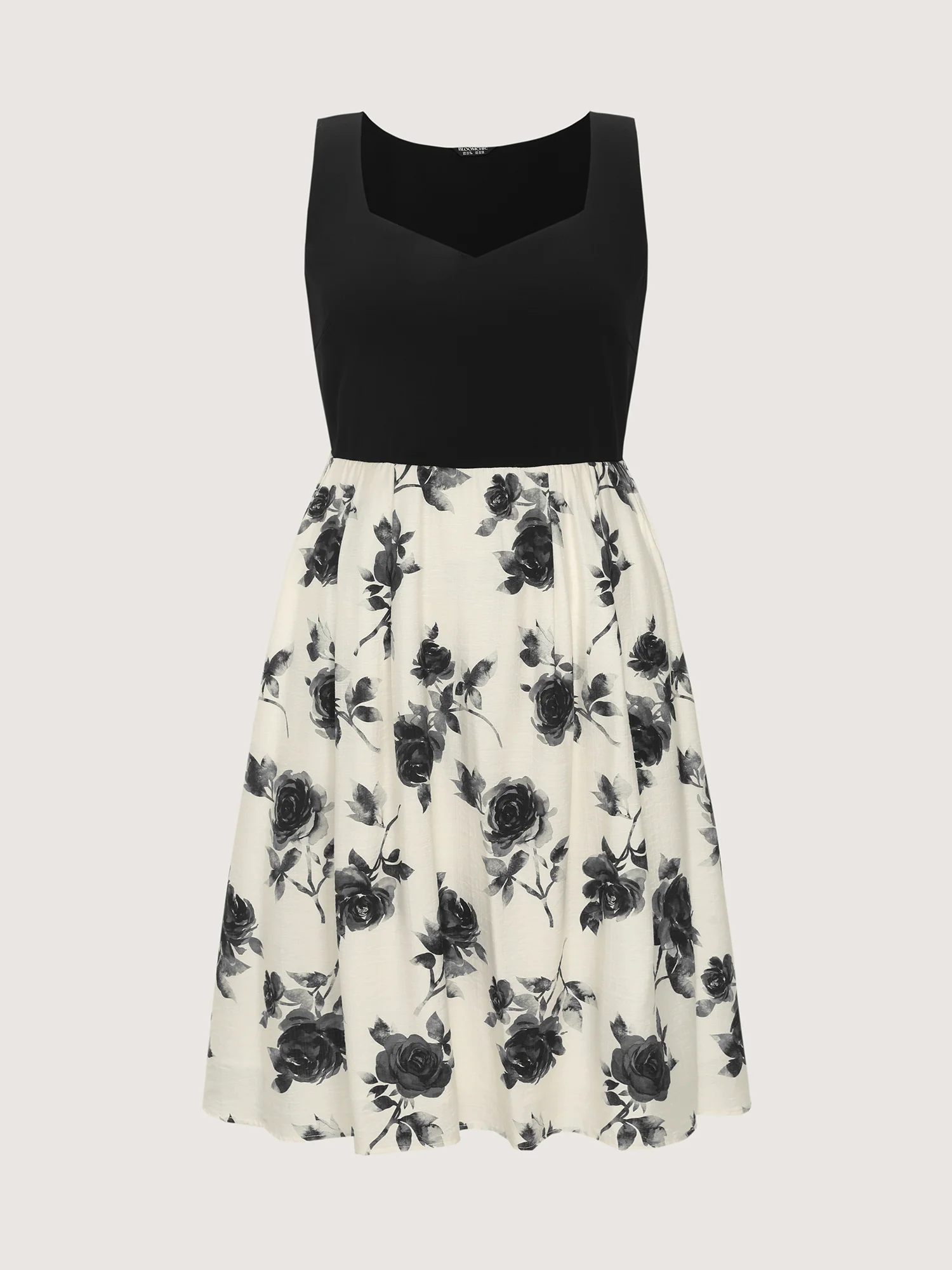 Color Contrast Floral Sweetheart Midi Dress - Image 7