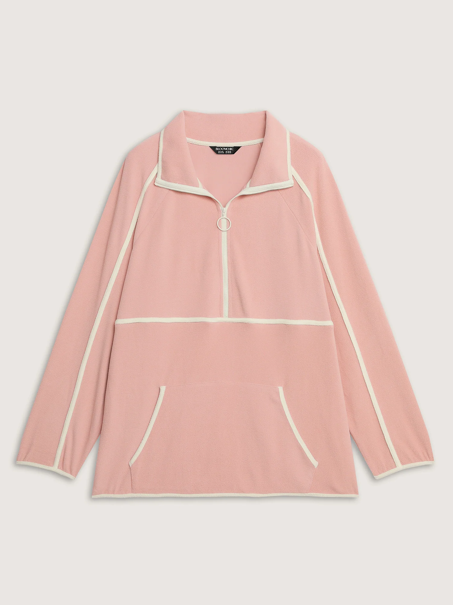 Color Contrast Fluffy Half Zip Sweatshirt - Image 8