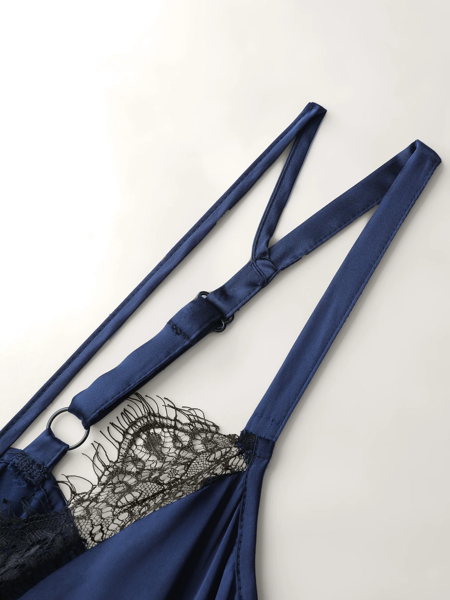 Satin Cut-Out Lace Deep Neckline Nightgown - Image 6