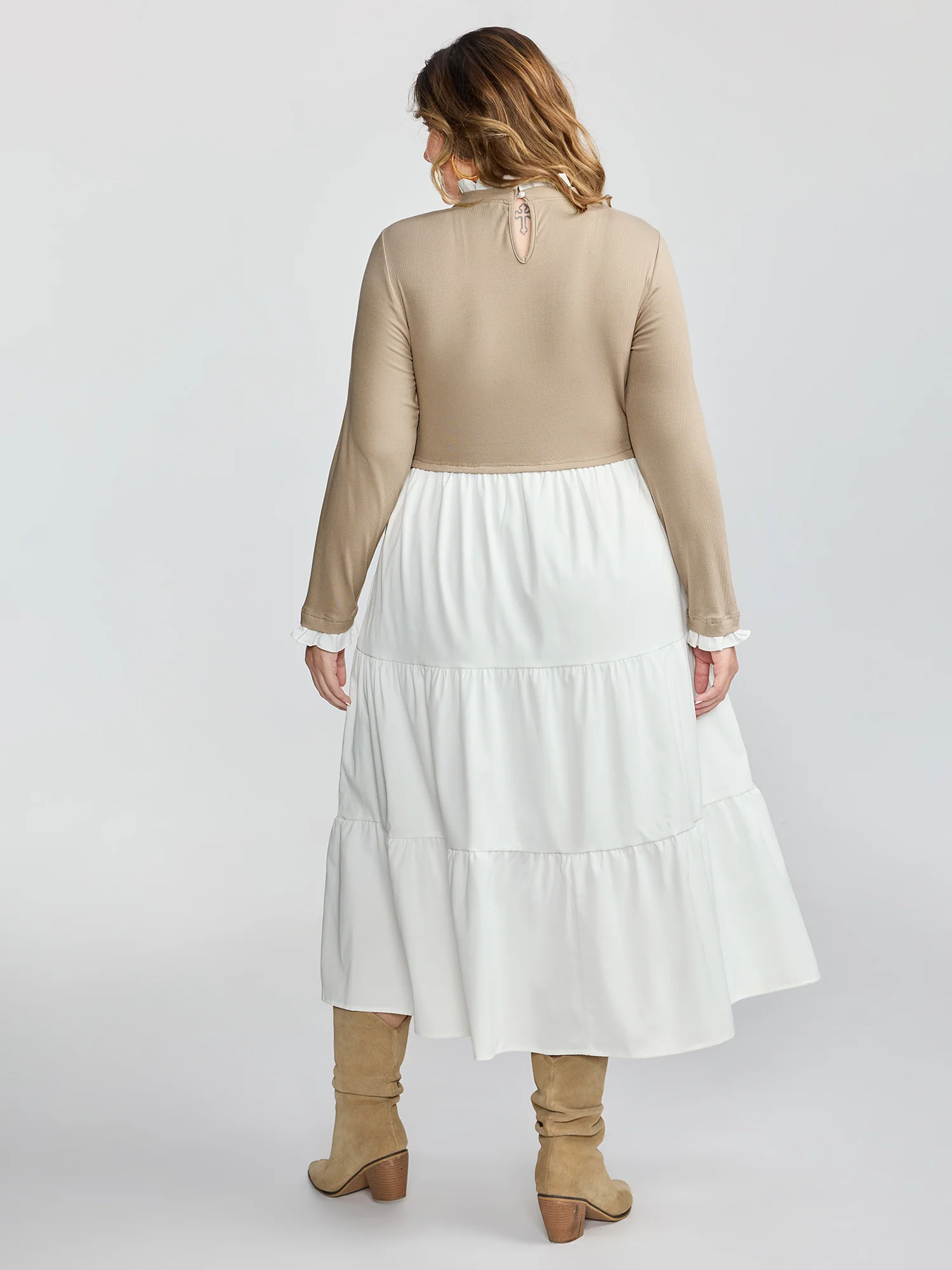 Color Contrast Layered Flowy Midi Dress - Image 4