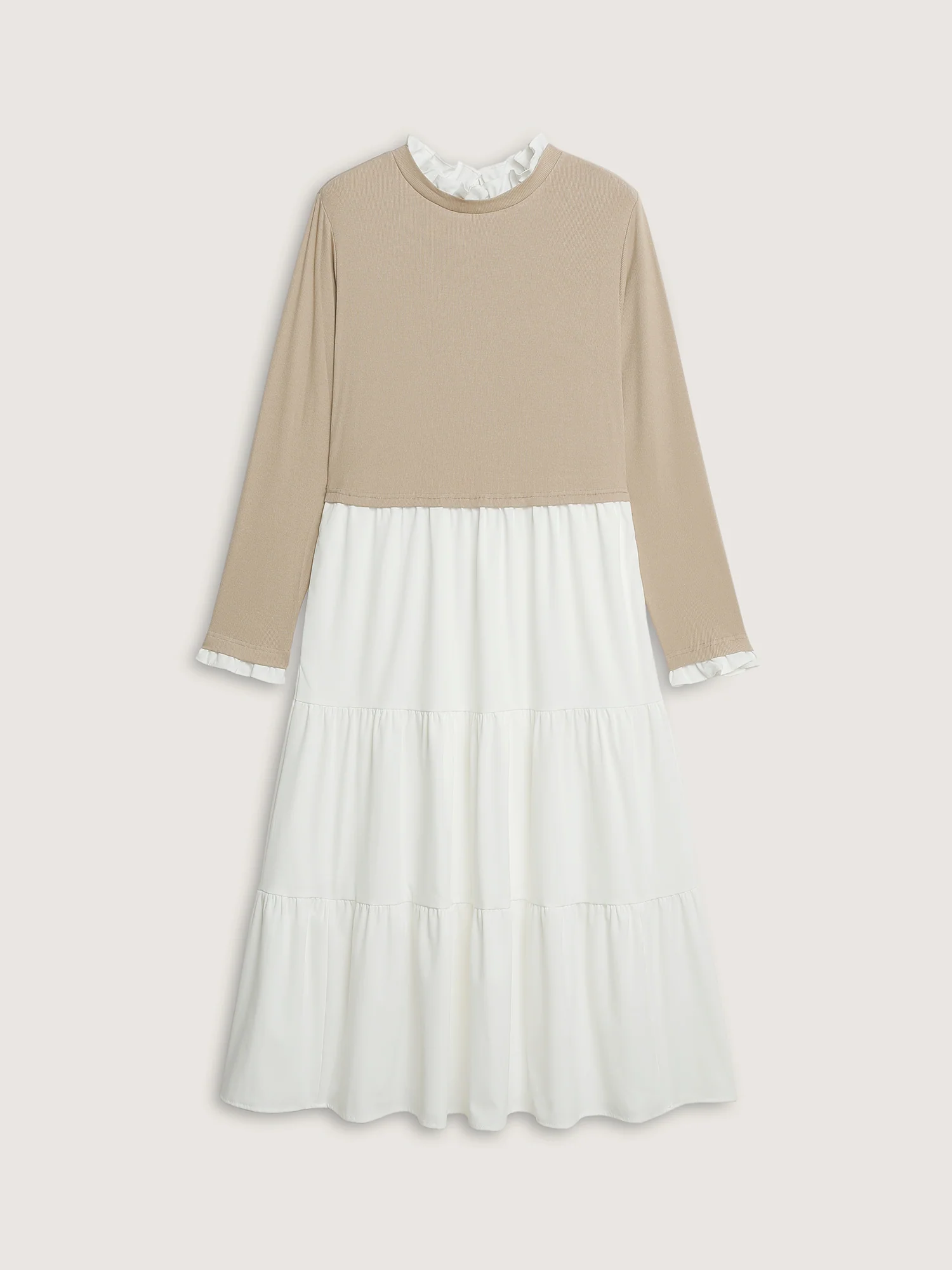 Color Contrast Layered Flowy Midi Dress - Image 7