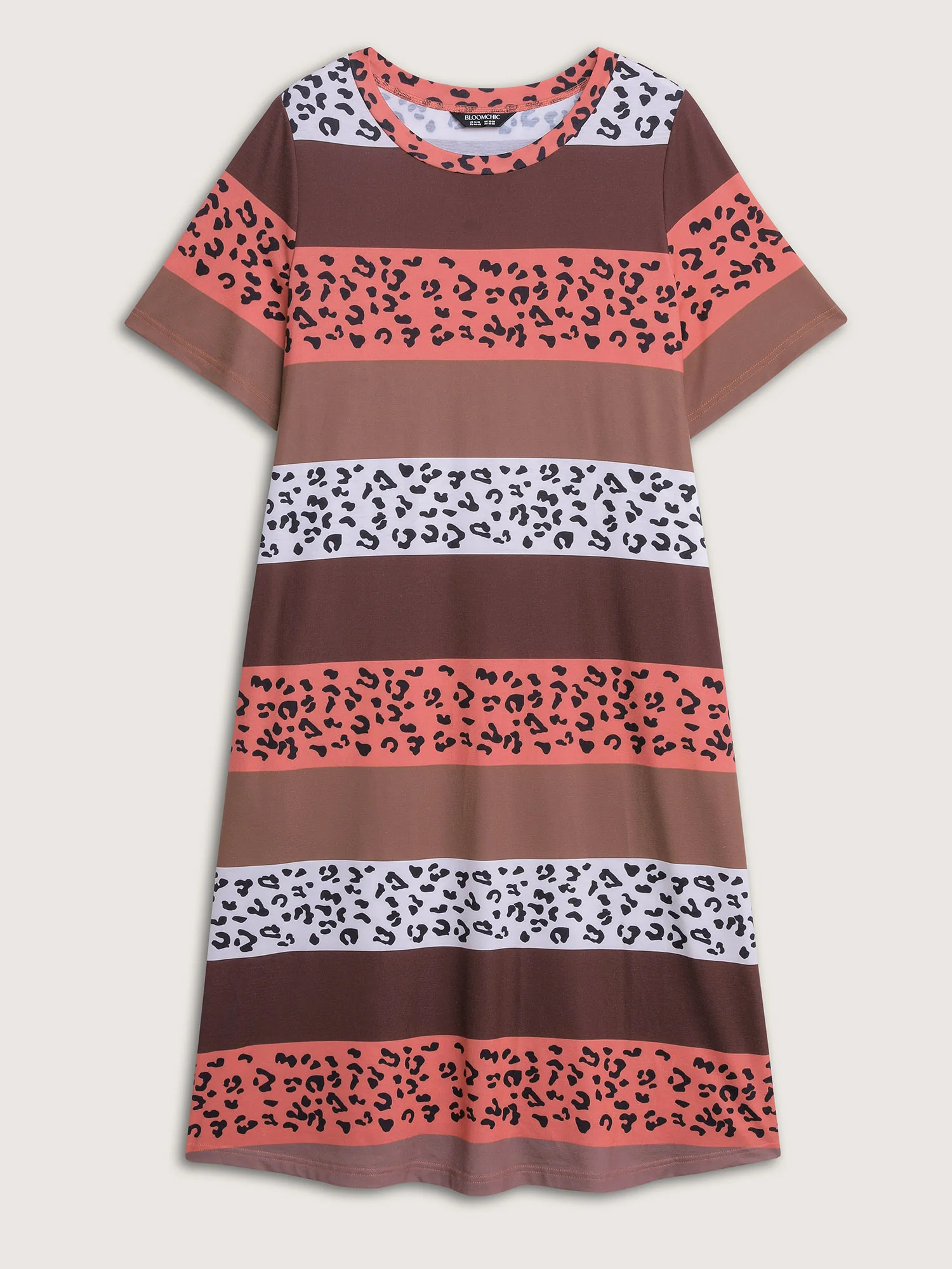 Color Contrast Leopard Print Relaxed Midi Dress - Image 5