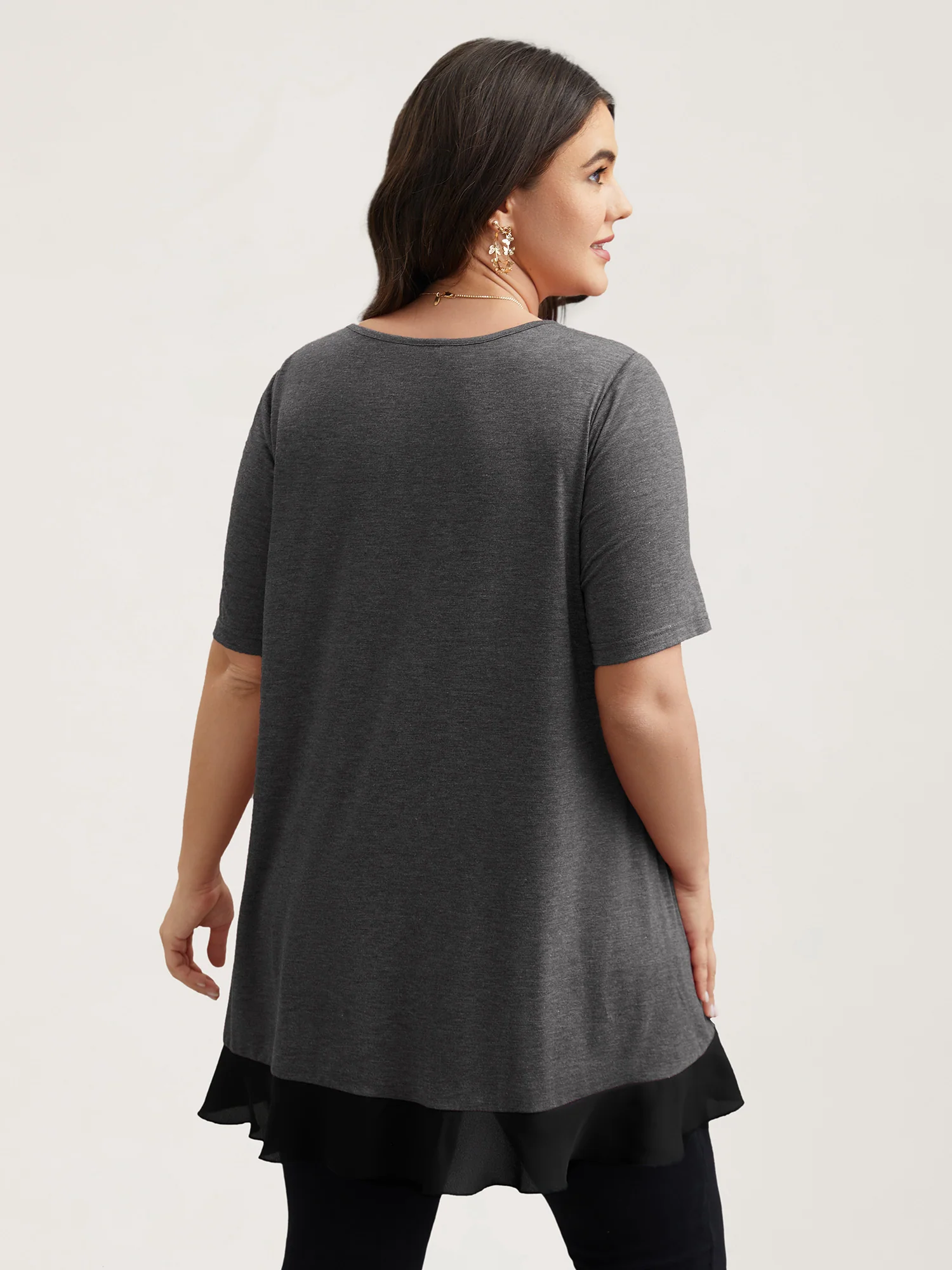 Color Contrast Overlap Hem Flared Top - Image 10