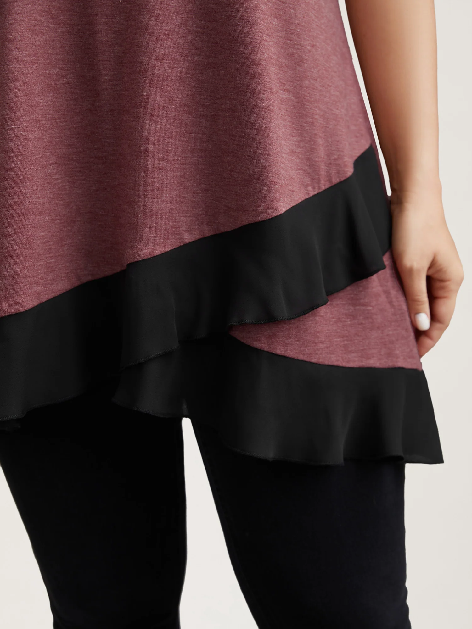 Color Contrast Overlap Hem Flared Top - Image 13