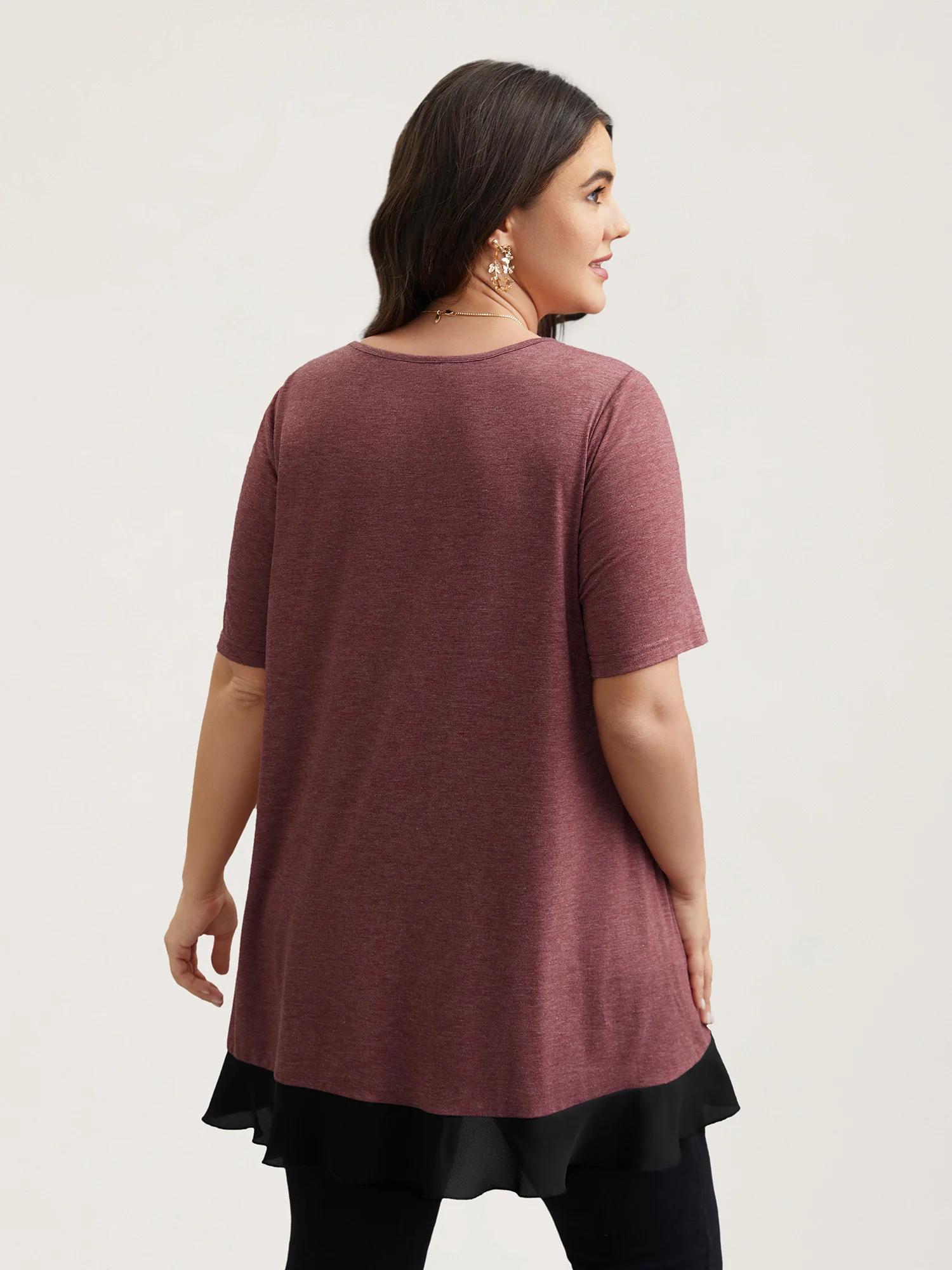 Color Contrast Overlap Hem Flared Top - Image 15