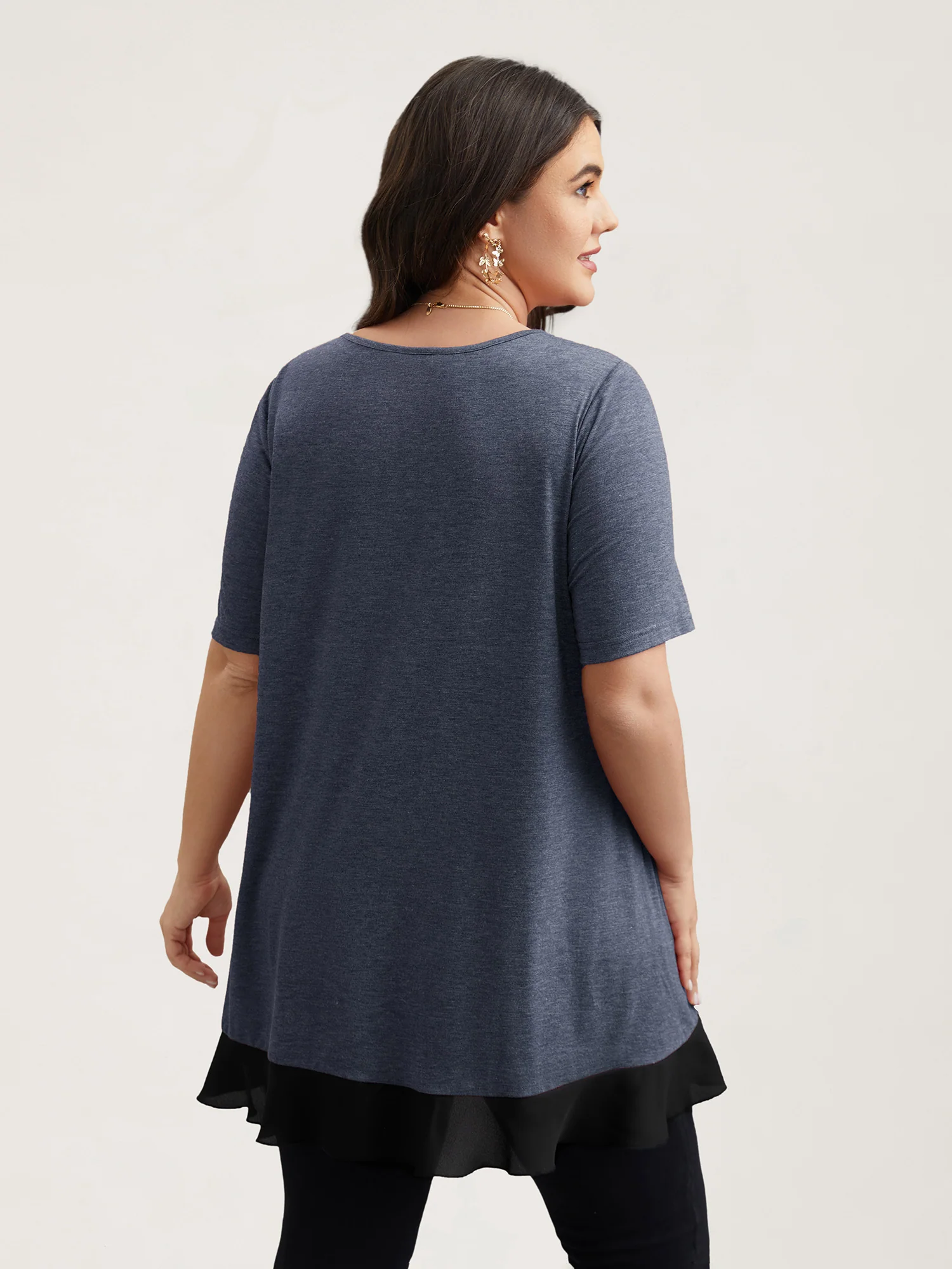 Color Contrast Overlap Hem Flared Top - Image 5