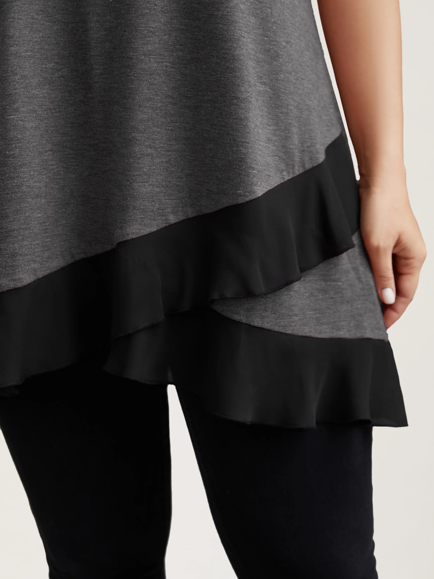 Color Contrast Overlap Hem Flared Top - Image 8