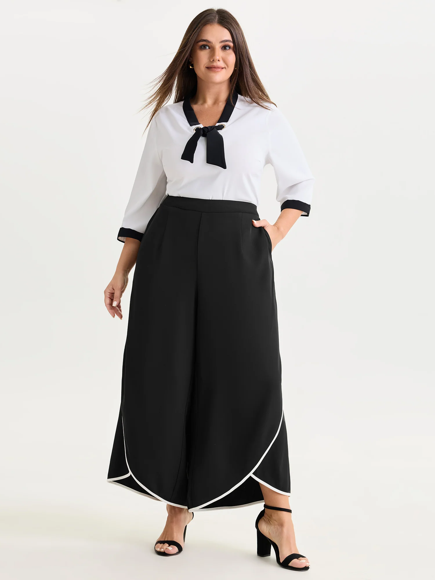 Color Contrast Petal Hem Pants - Image 2