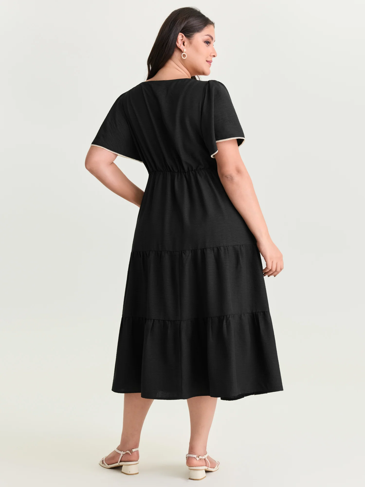 Color Contrast Petal Sleeve Maxi Dress - Image 4