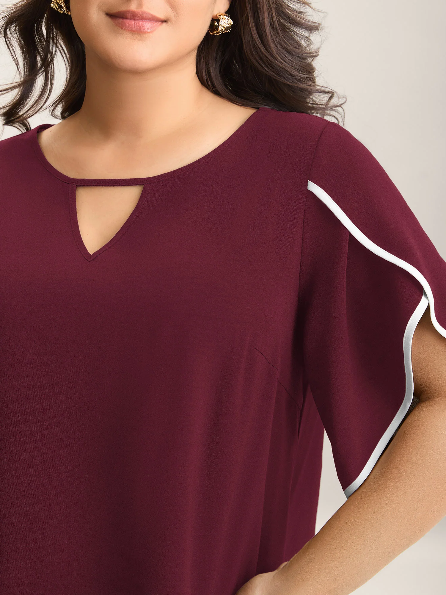 Color Contrast Petal Sleeve Shirt - Image 17