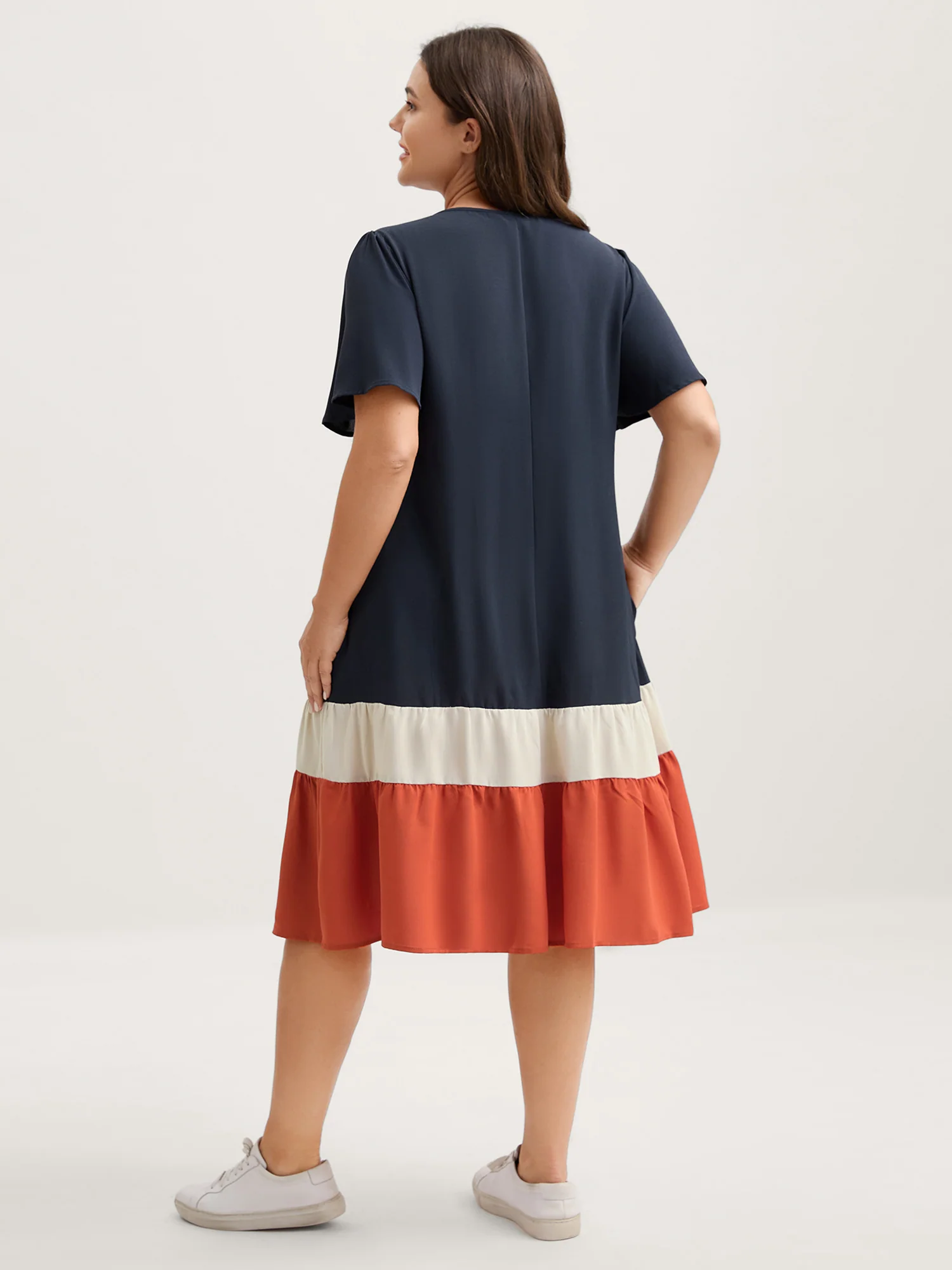 Color Contrast Plicated Detail Mini Dress - Image 4