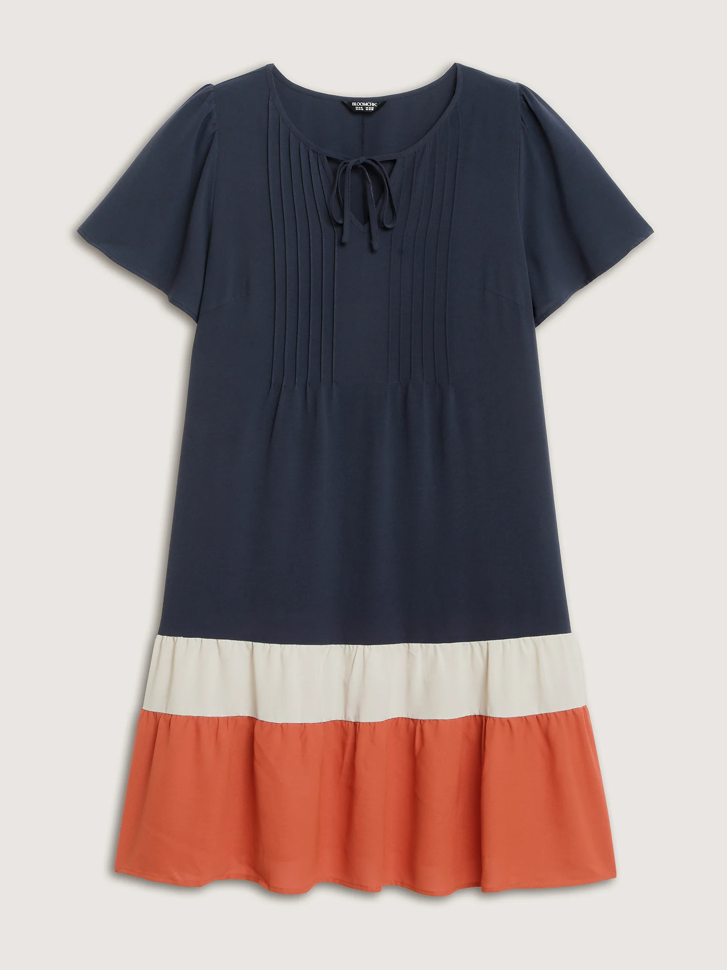 Color Contrast Plicated Detail Mini Dress - Image 7