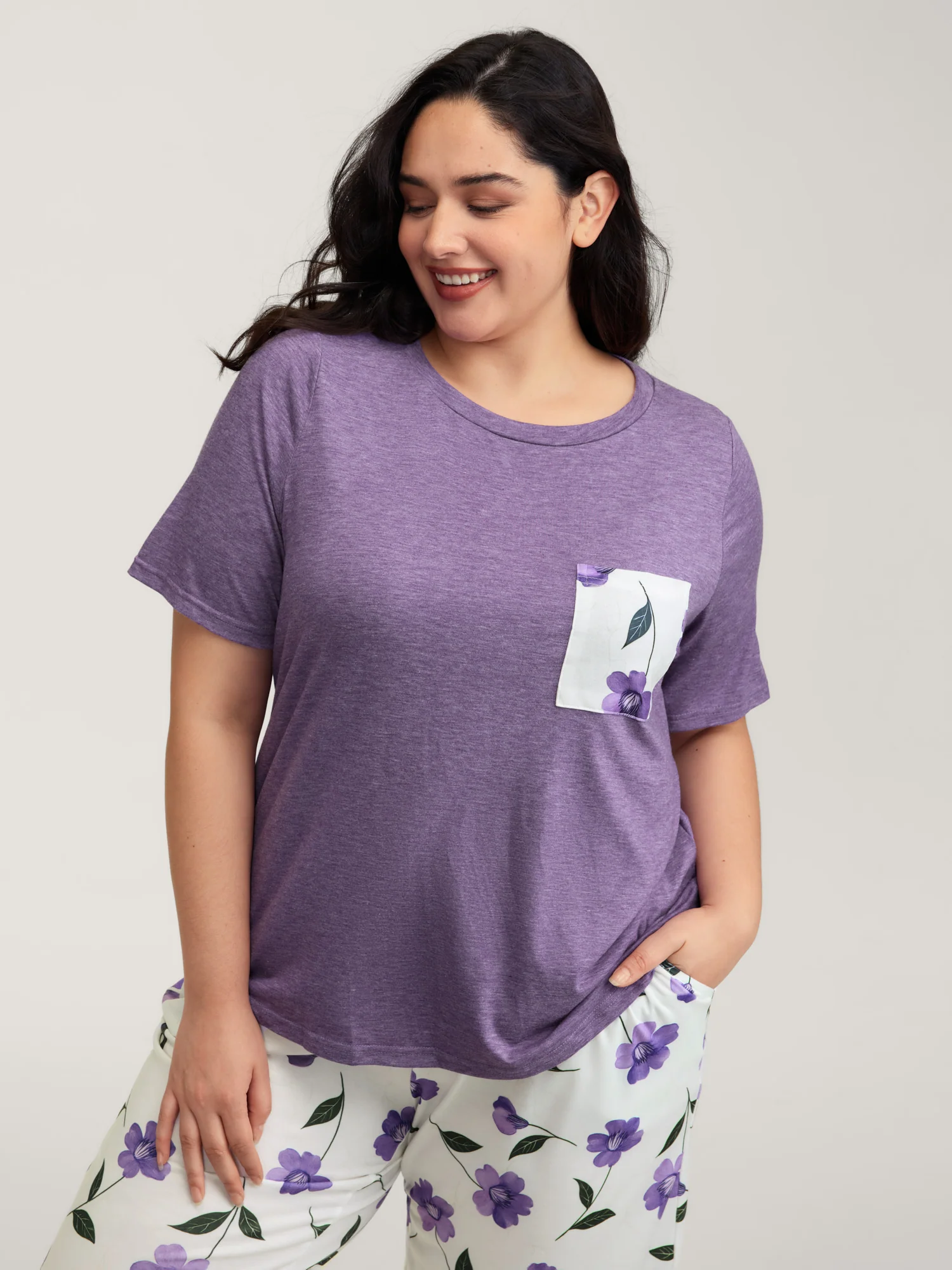 Color Contrast Pockets Loungewear Set - Image 2