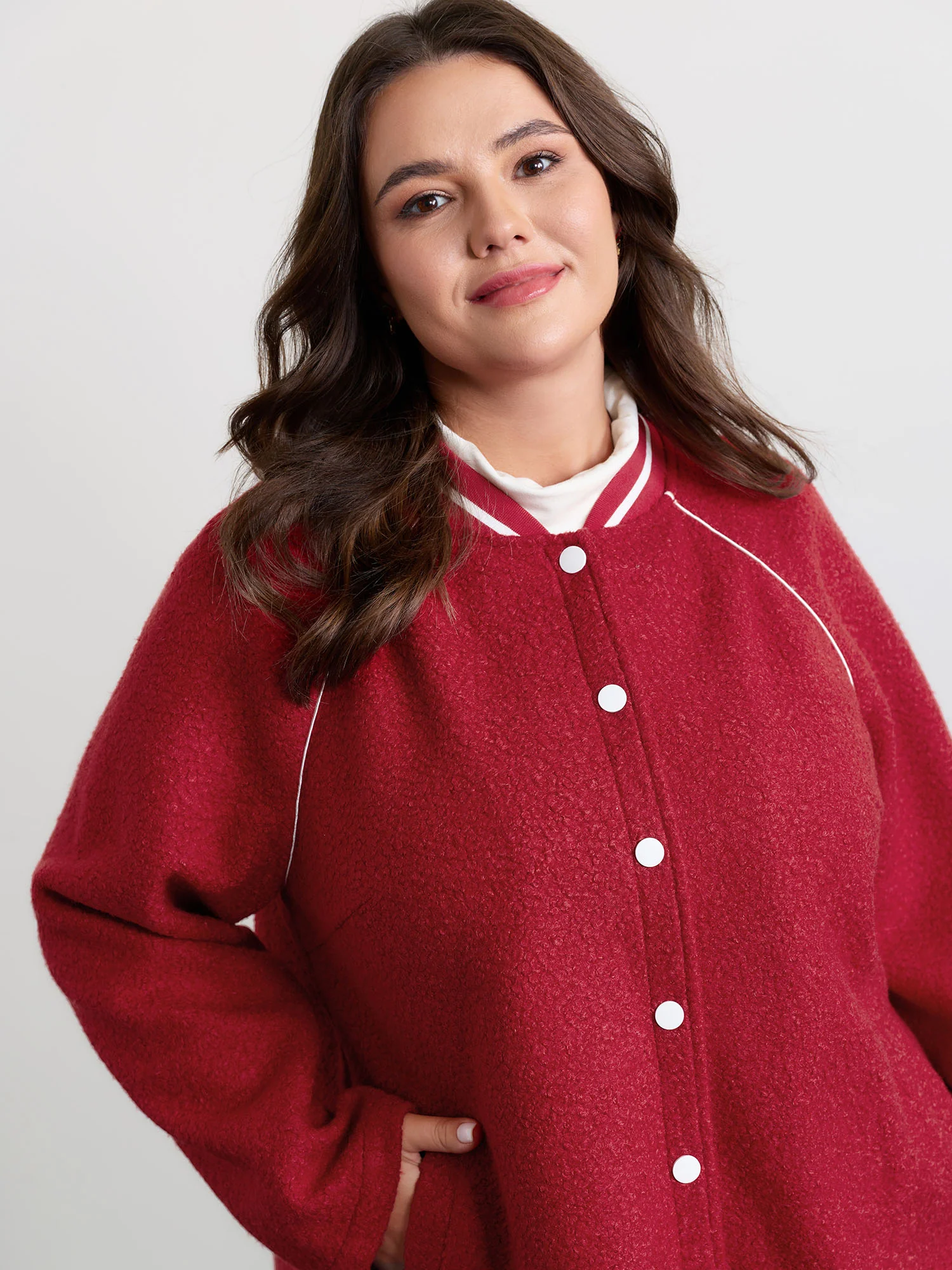 Color Contrast Raglan Sleeve Jacket - Image 3