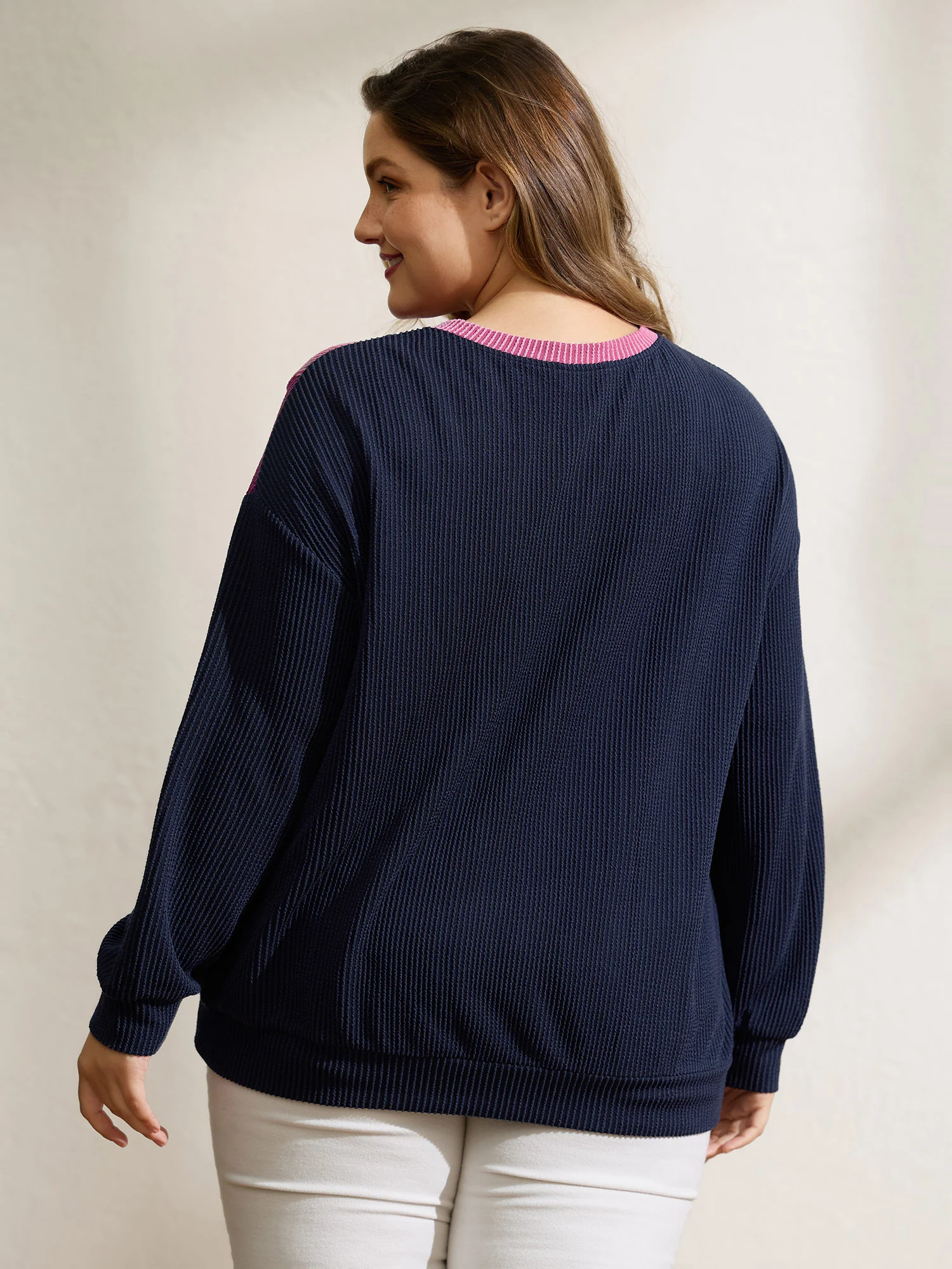 Color Contrast Relaxed Fit Spliced Sweatshirt - Image 4
