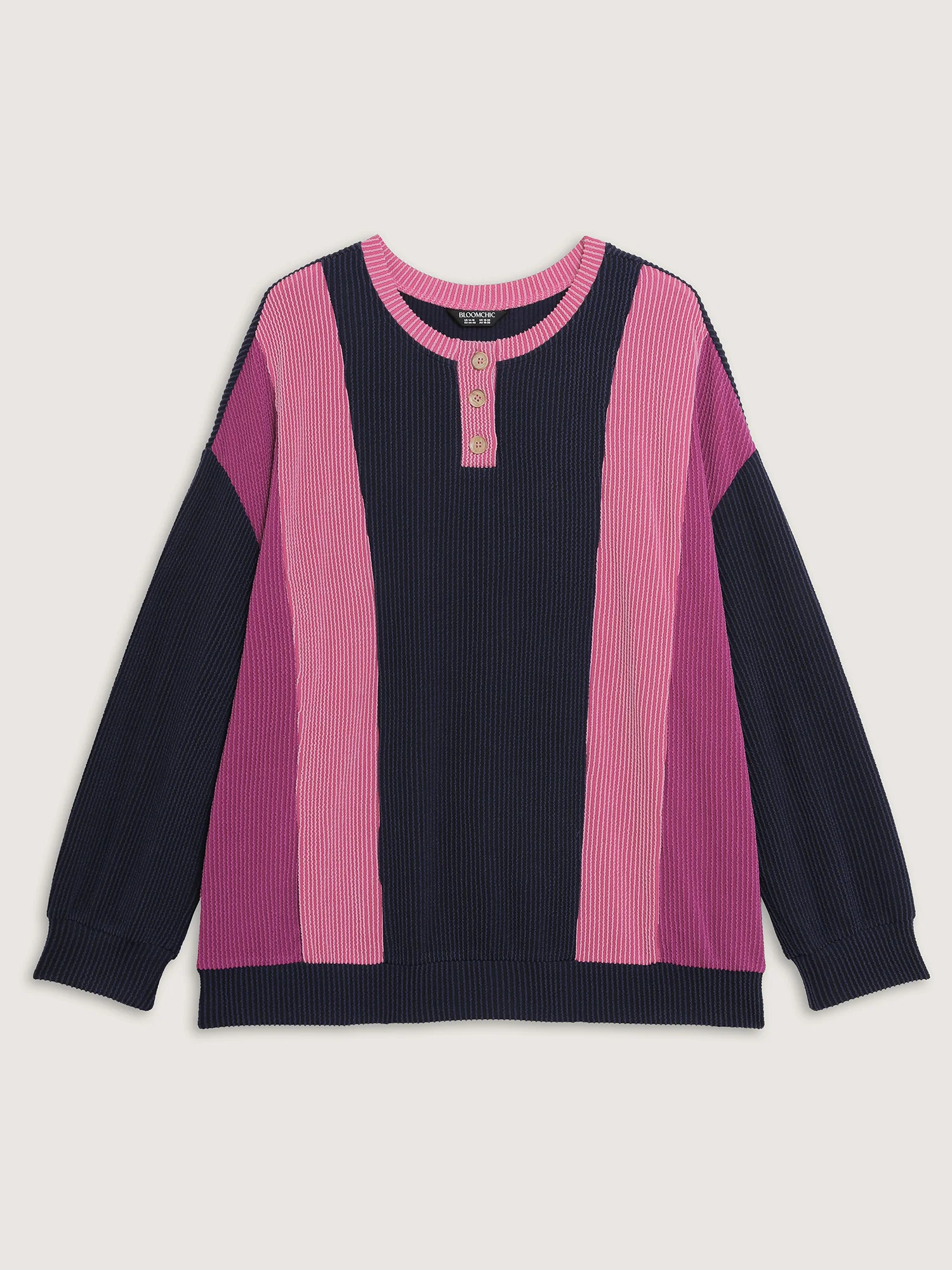 Color Contrast Relaxed Fit Spliced Sweatshirt - Image 7