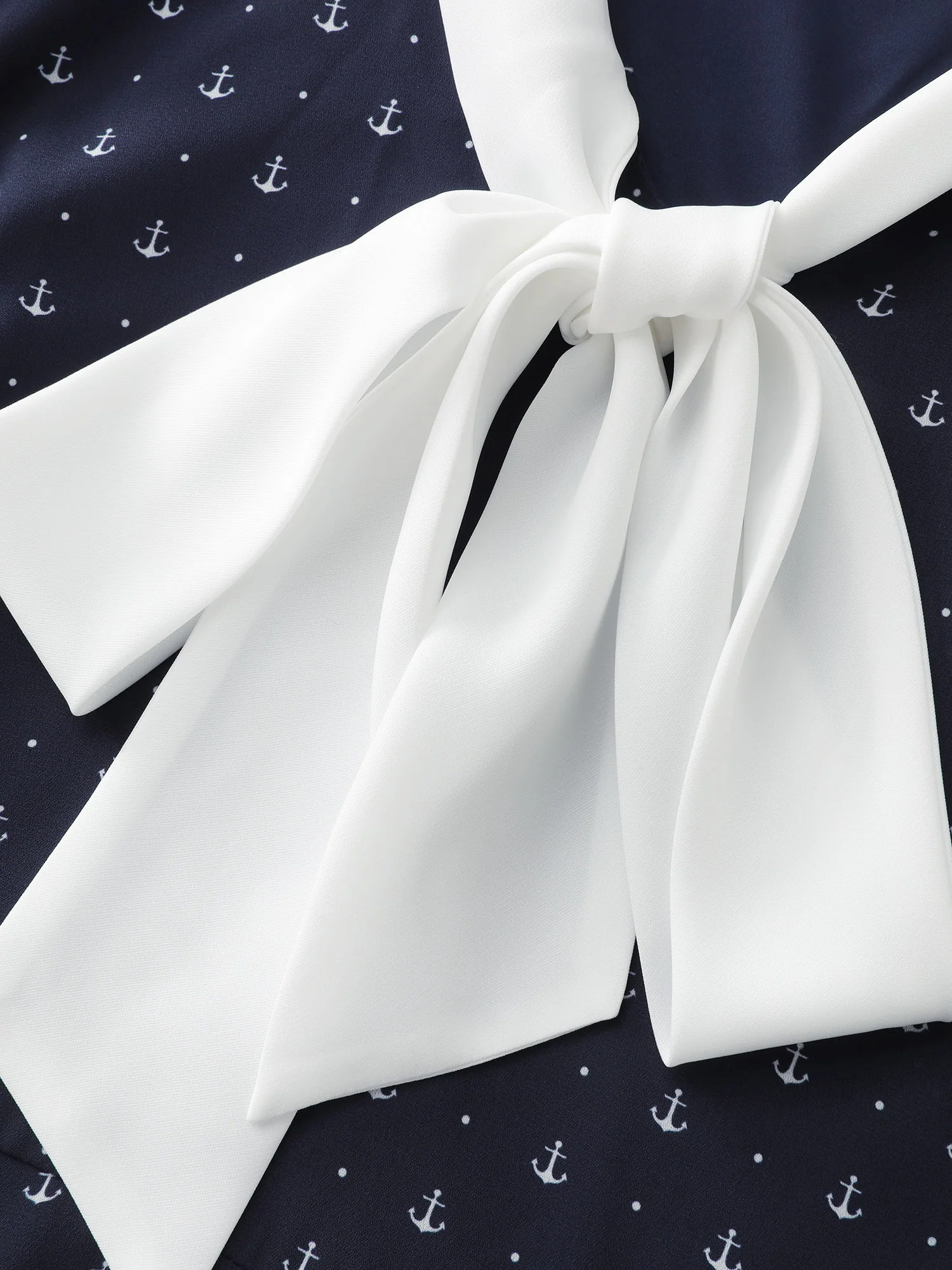 Color Contrast Ribbon Neckline Blouse - Image 5