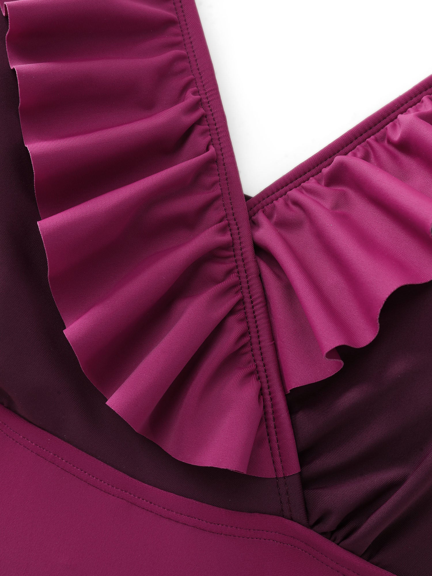 Color Contrast Ruffled One-Piece Swimsuit - Image 5
