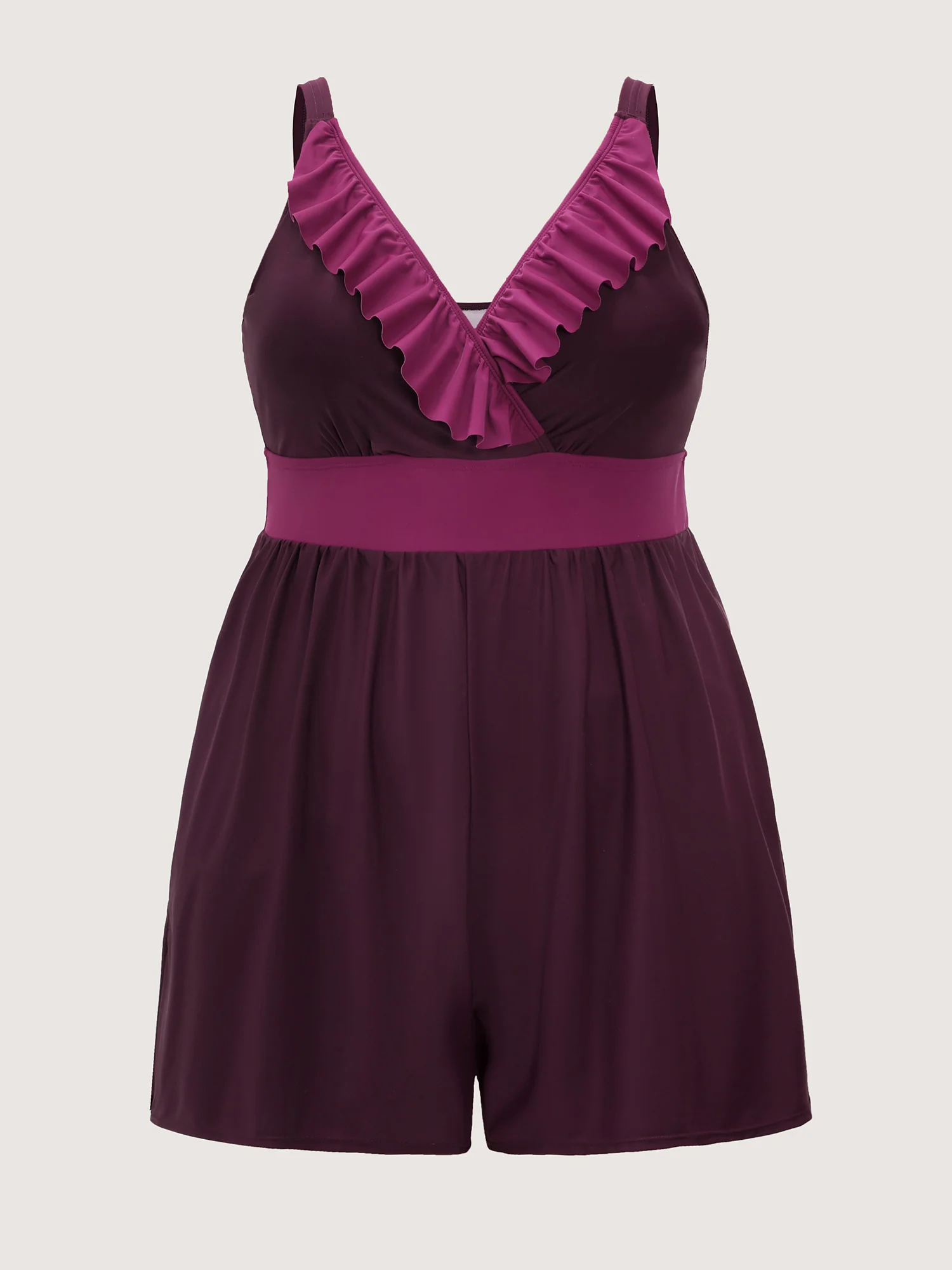 Color Contrast Ruffled One-Piece Swimsuit - Image 7