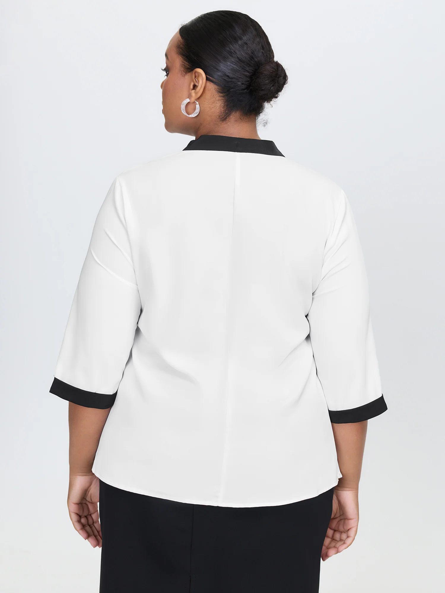 Color Contrast Sailor Neck-Tie Blouse - Image 4