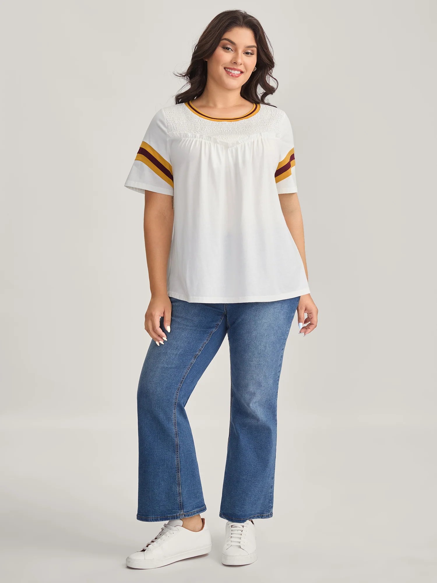 Color Contrast Shirred Flowy Top - Image 3