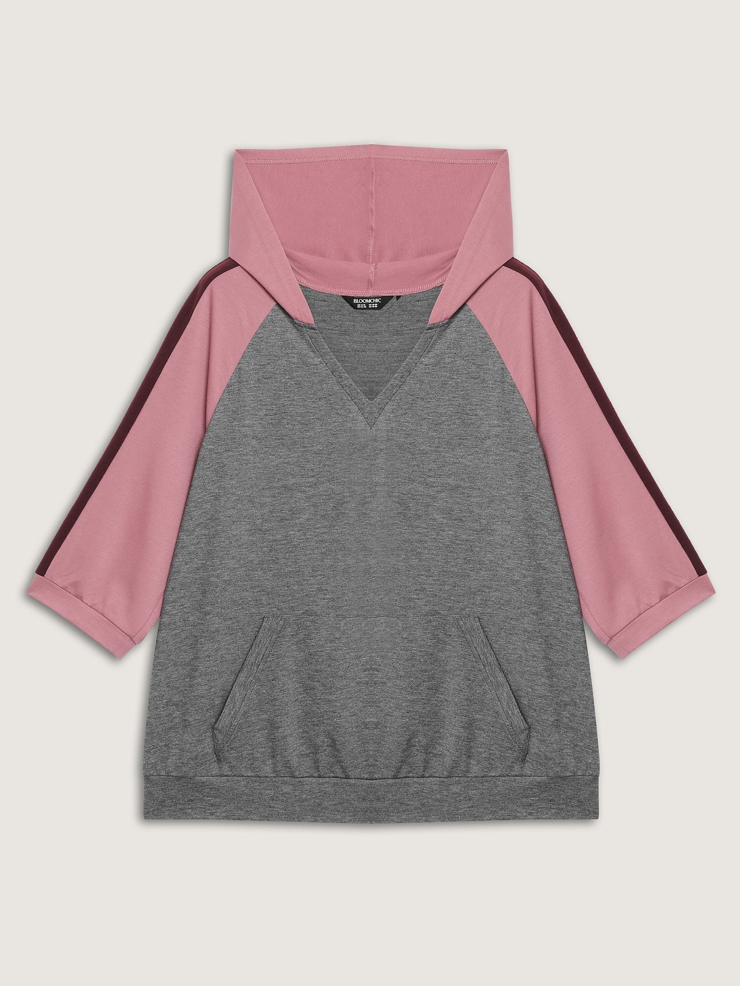 Color Contrast Spliced Stretchy Hem Hoodie - Image 7