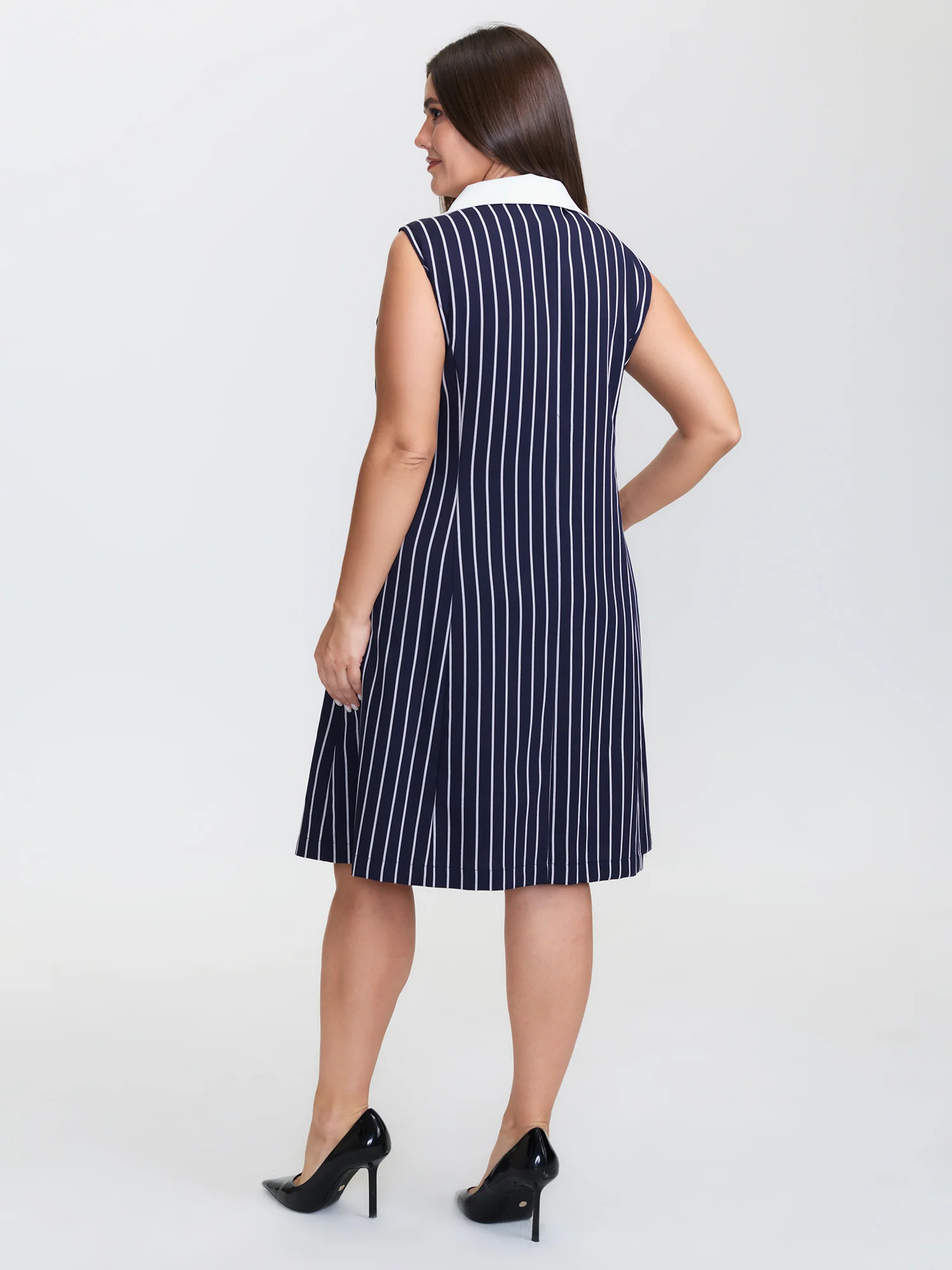 Color Contrast Stripe Double Button Mini Dress - Image 4