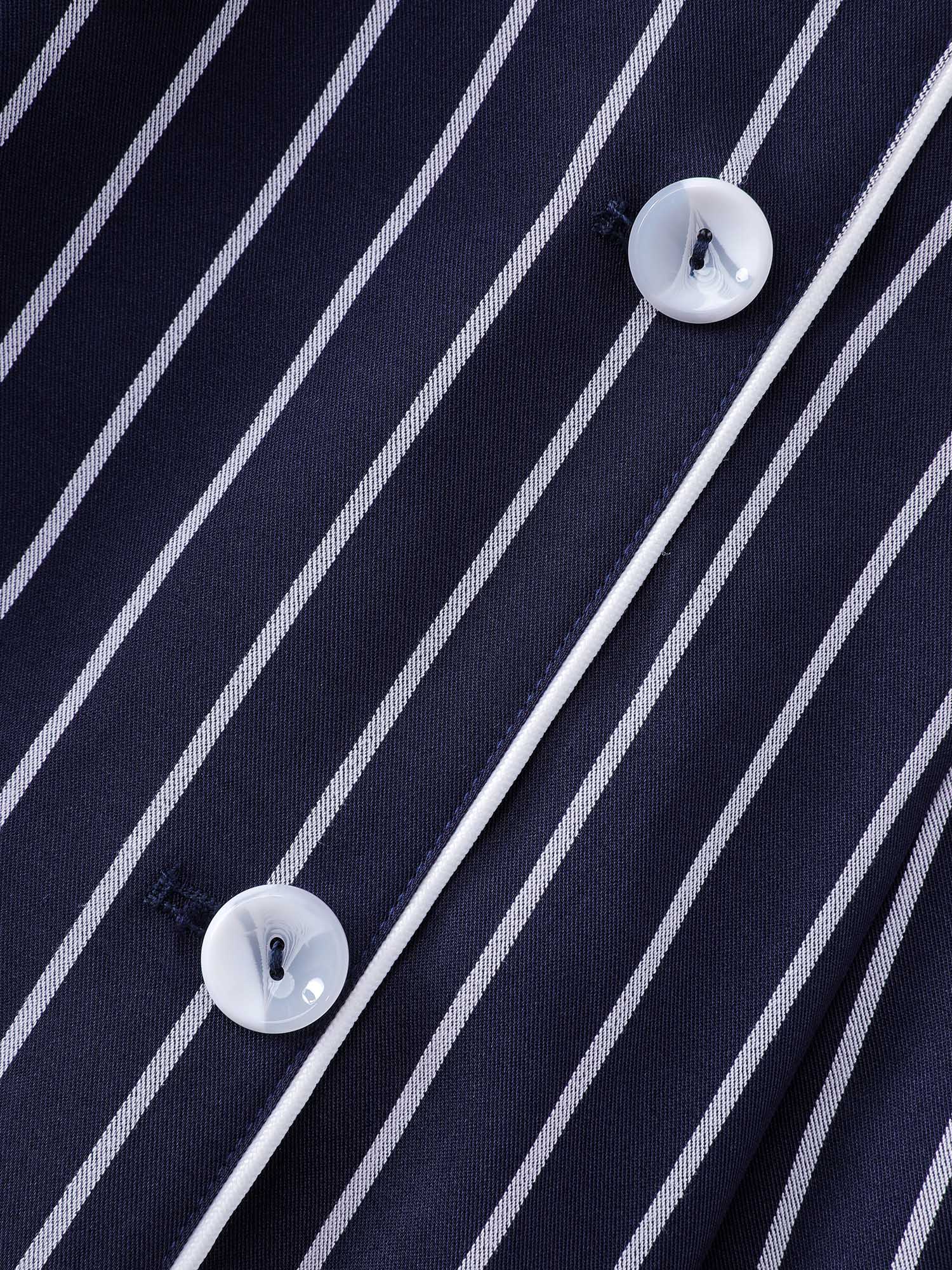 Color Contrast Stripe Double Button Mini Dress - Image 5