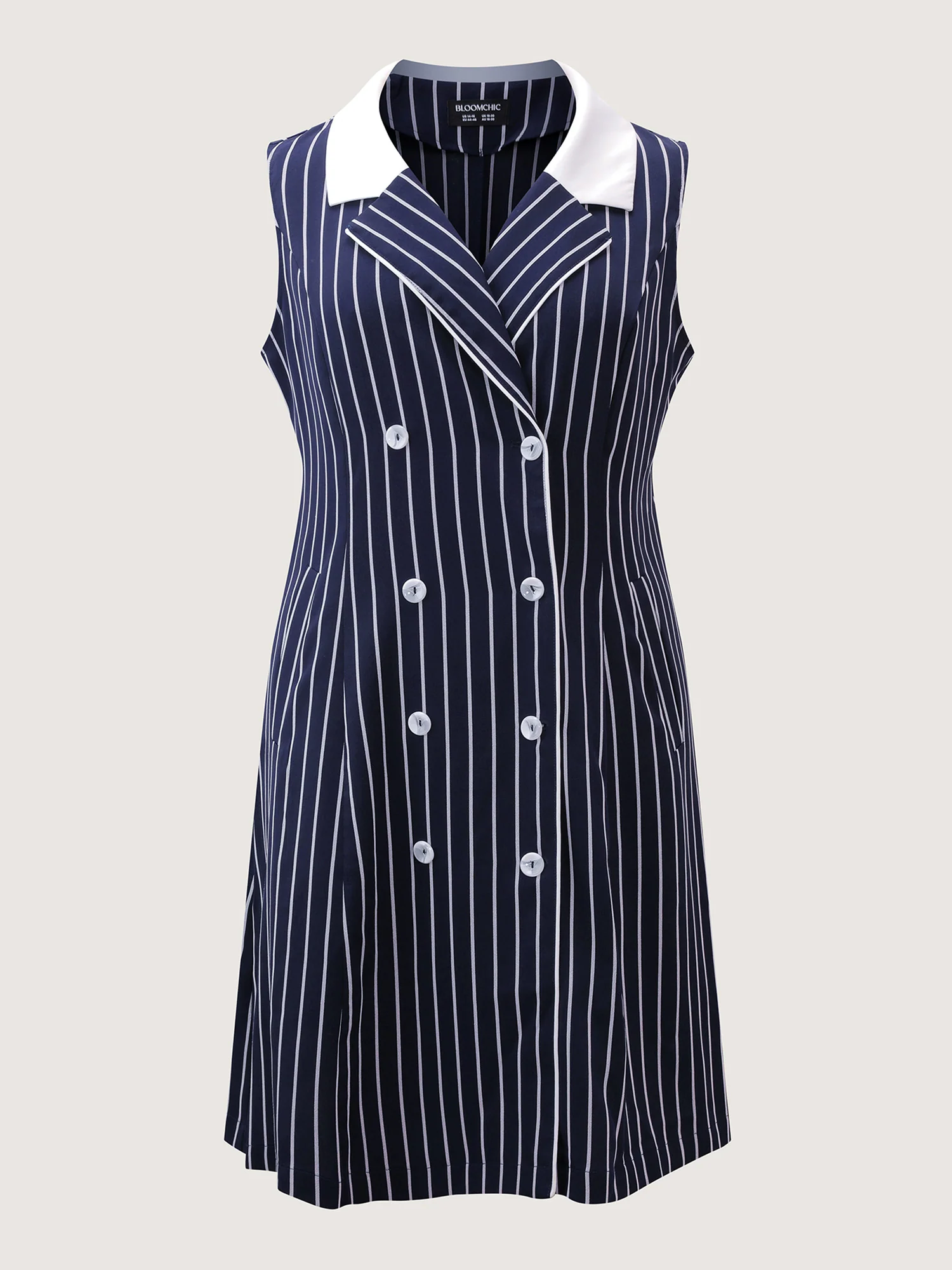 Color Contrast Stripe Double Button Mini Dress - Image 8