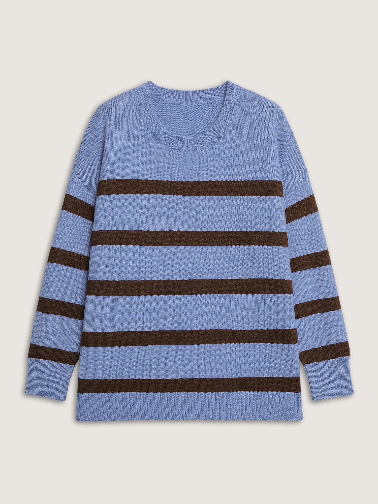 Color Contrast Stripe Heather Textured Pullover - Image 7