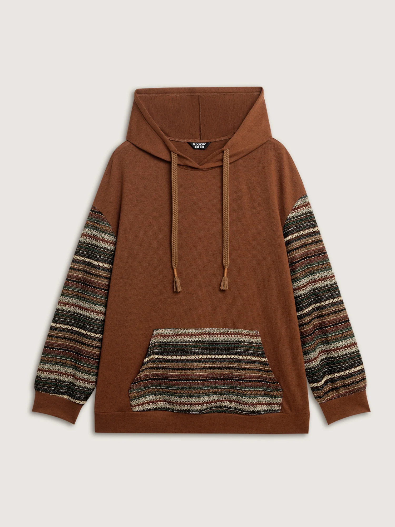 Color Contrast Stripe Textured Hoodie - Image 10