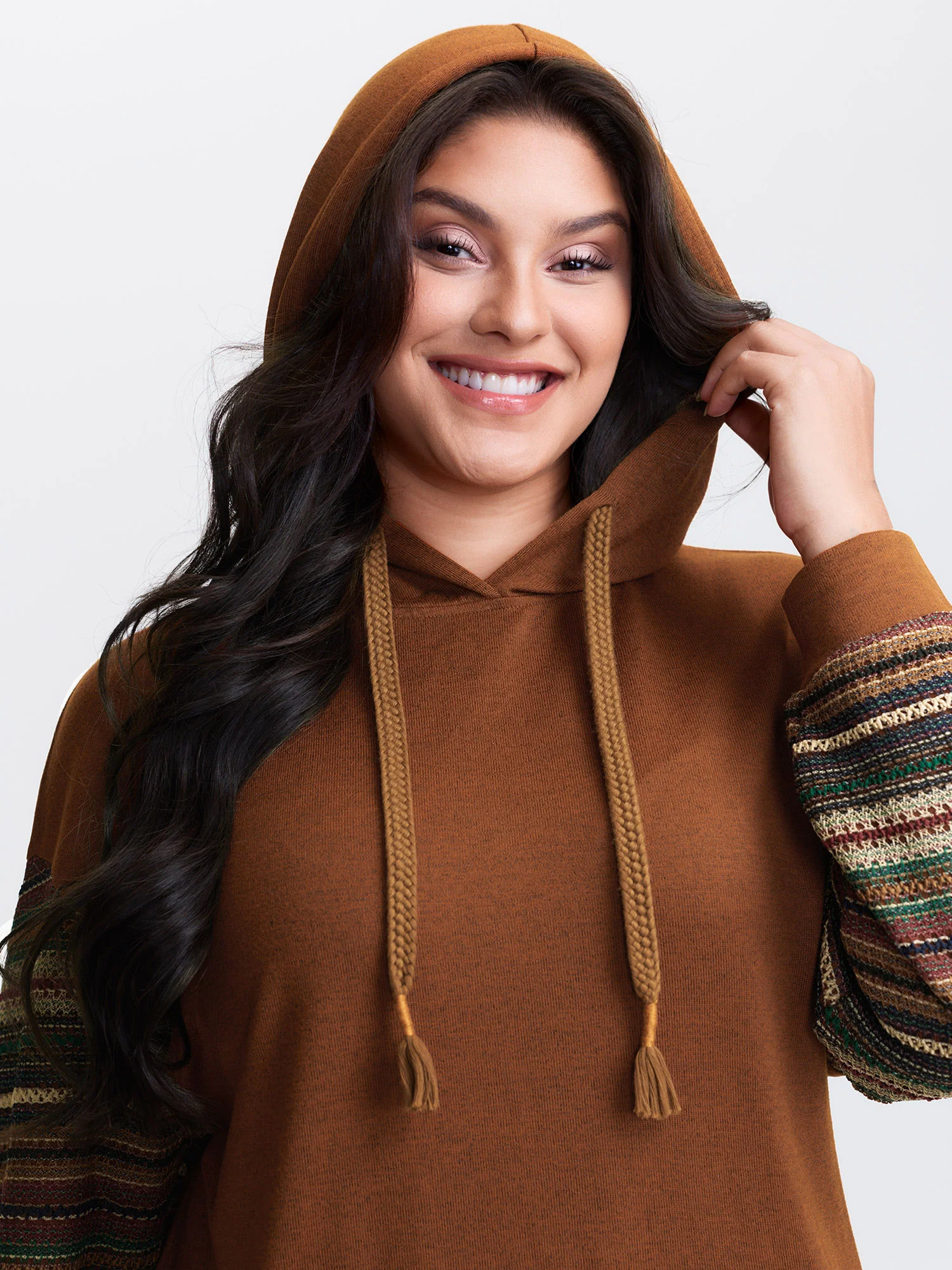 Color Contrast Stripe Textured Hoodie - Image 4