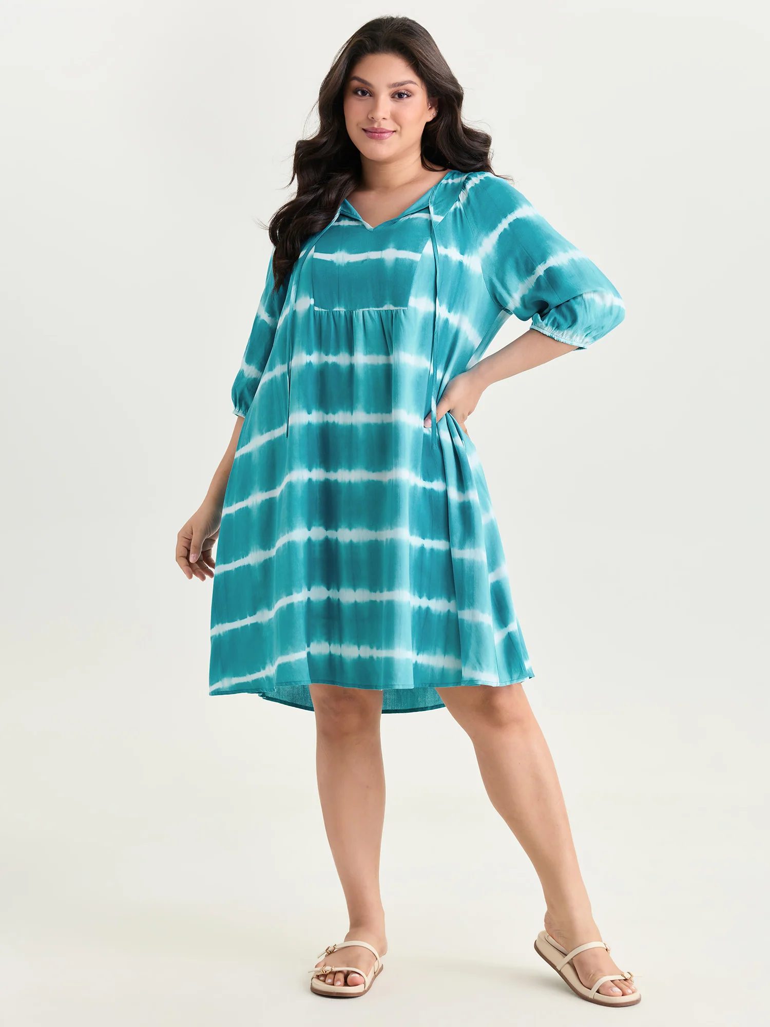 Color Contrast Striped Print Mini Dress - Image 3