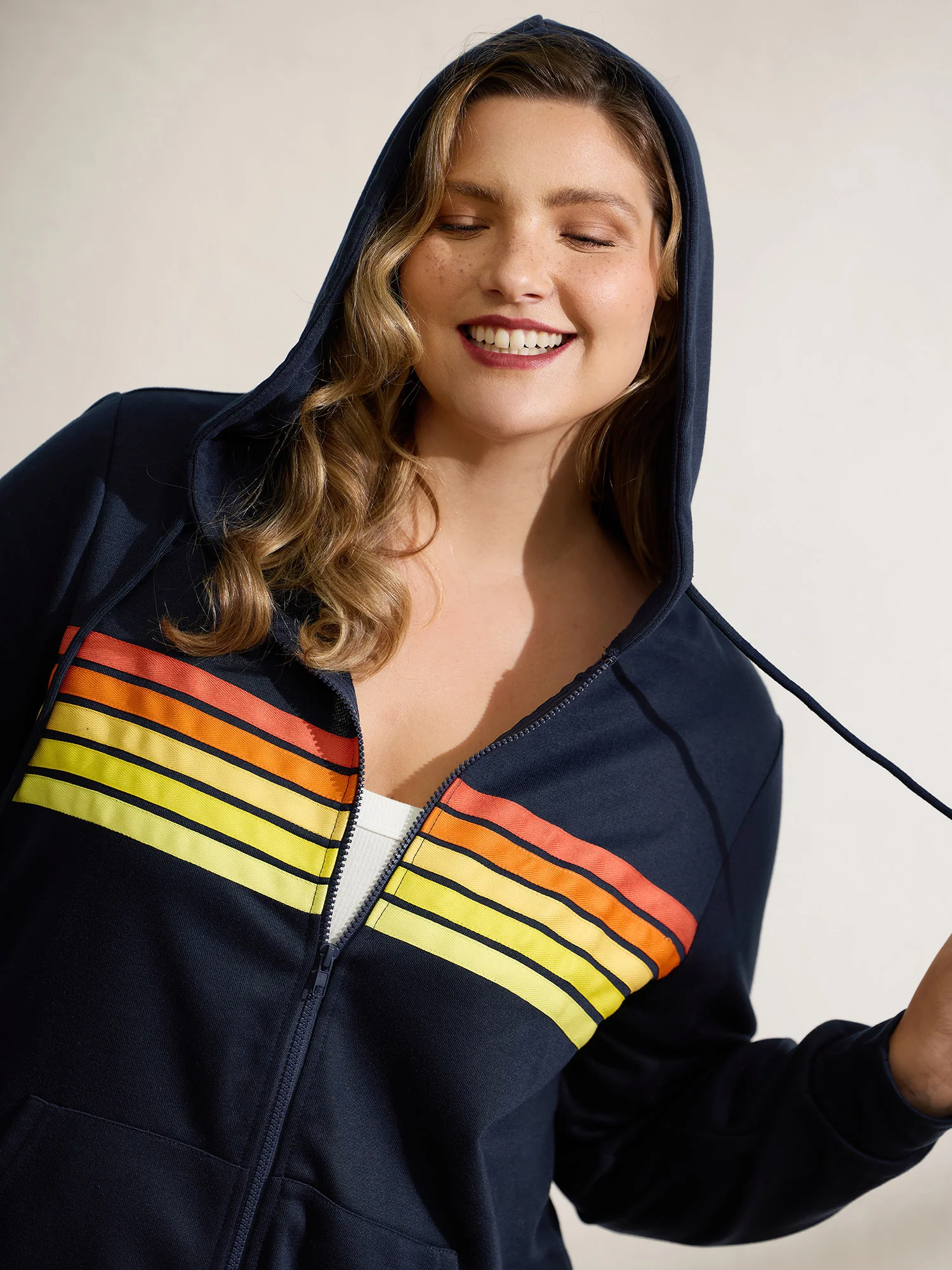 Color Contrast Stripes Zipper Jacket - Image 2
