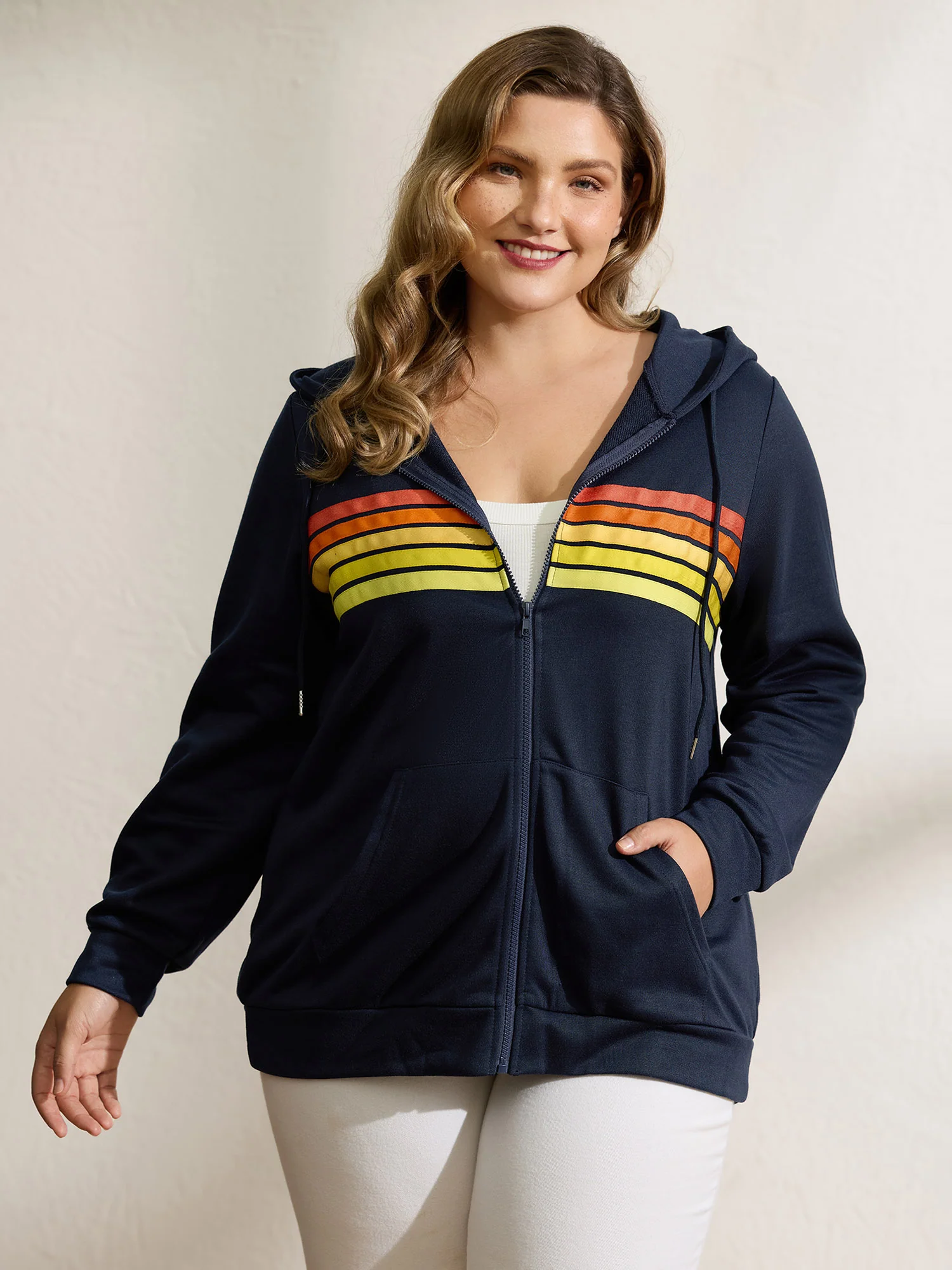 Color Contrast Stripes Zipper Jacket - Image 4