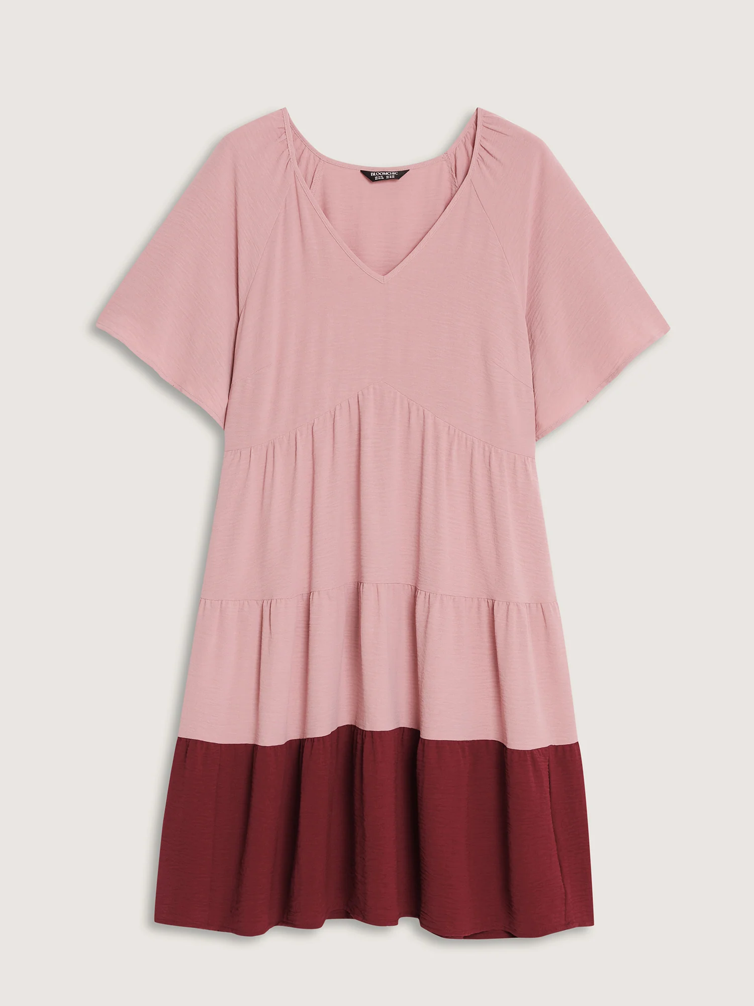 Color Contrast Tiered Flared Sleeve Midi Dress - Image 7