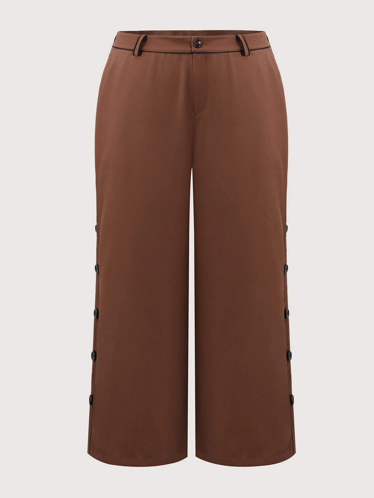 Color Contrast Trim Button Detail Pants - Image 8