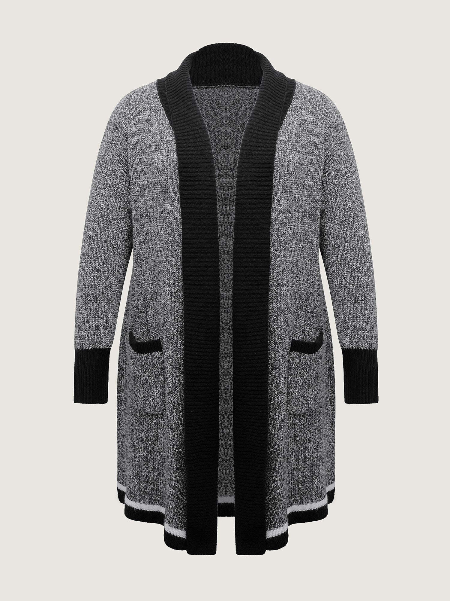 Color Contrast Trim Textured Pocket Knit Cardigan - Image 6