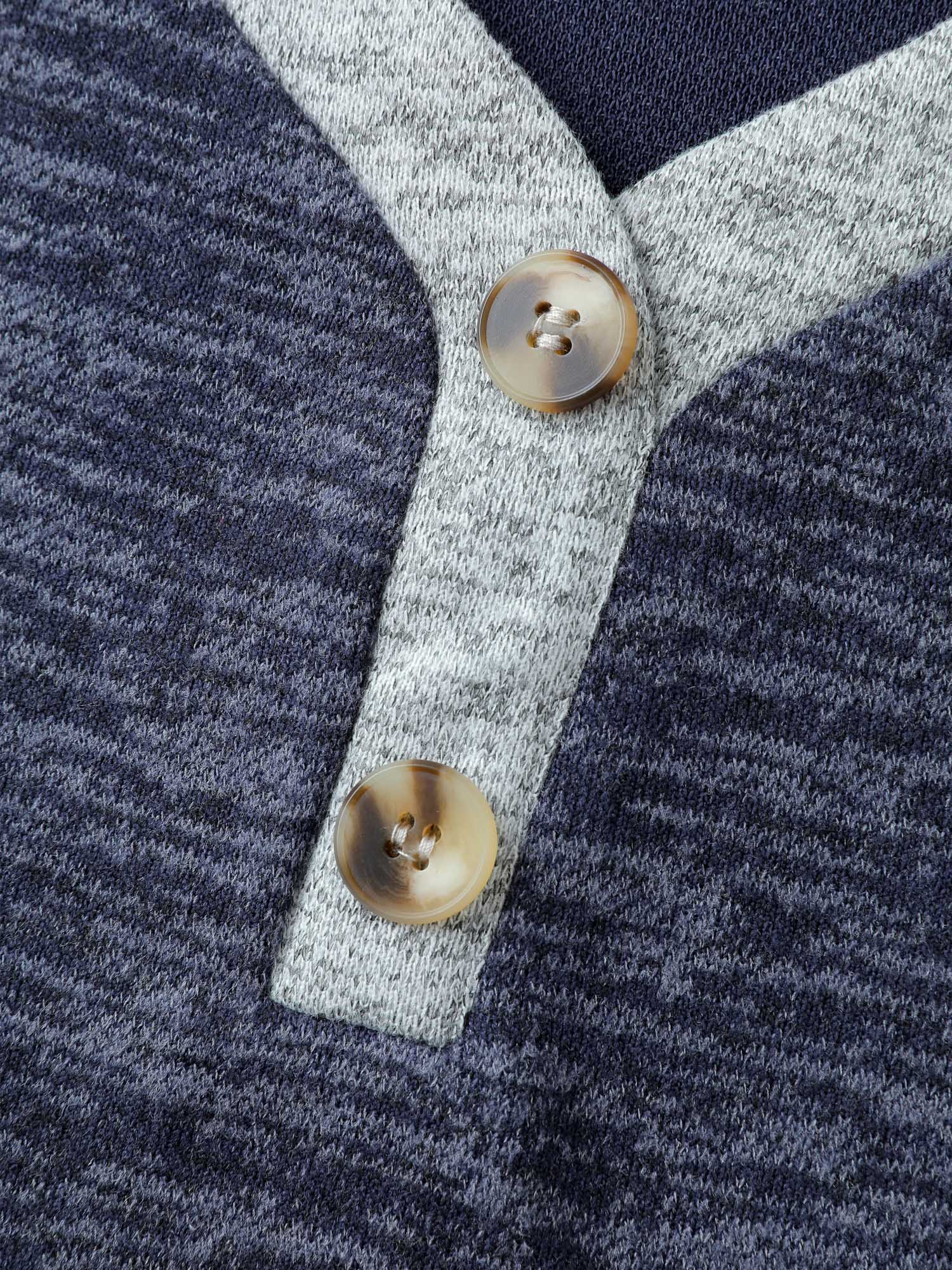 Color Contrast V-Neck Button Sweatshirt - Image 5