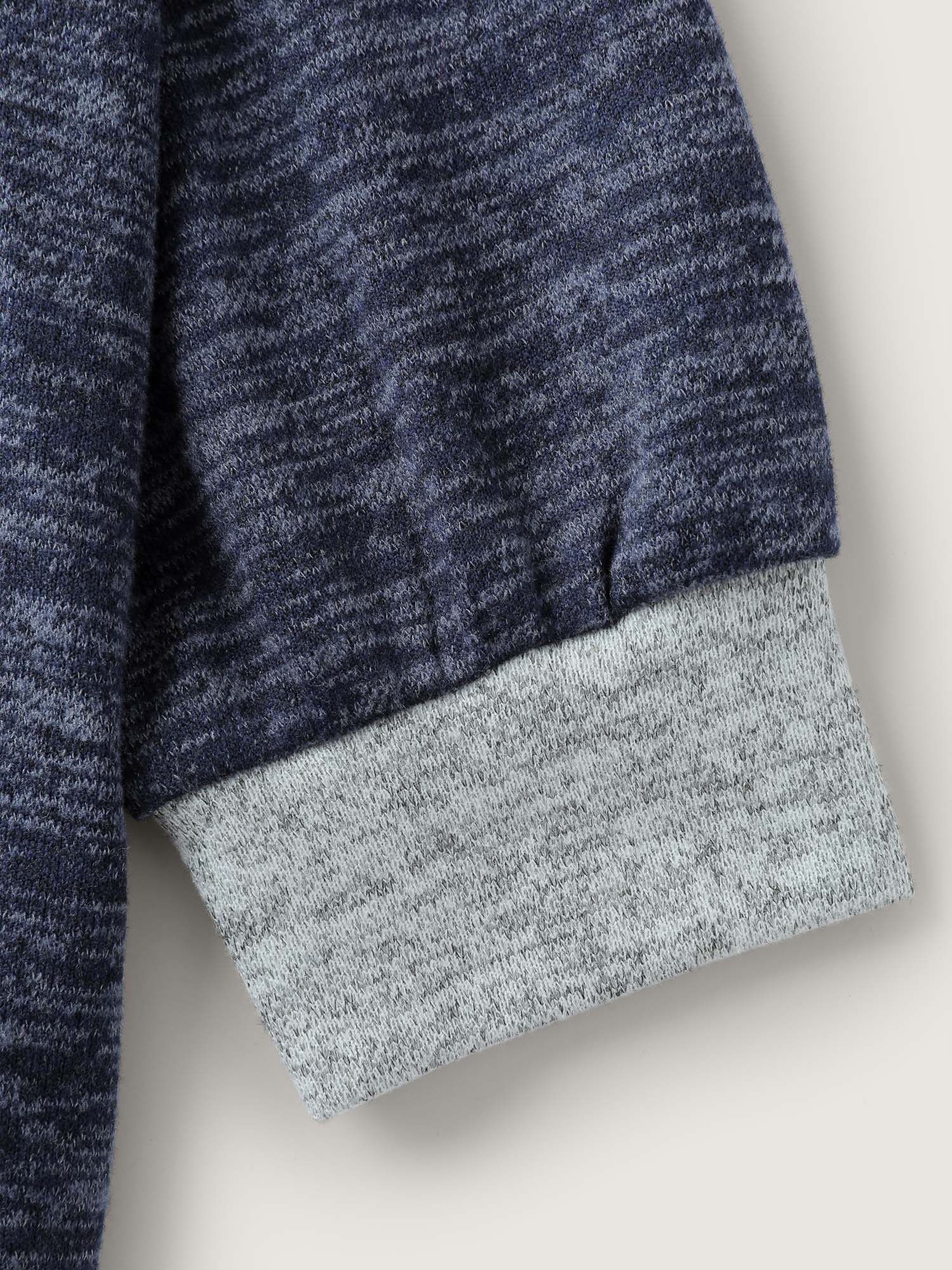 Color Contrast V-Neck Button Sweatshirt - Image 6