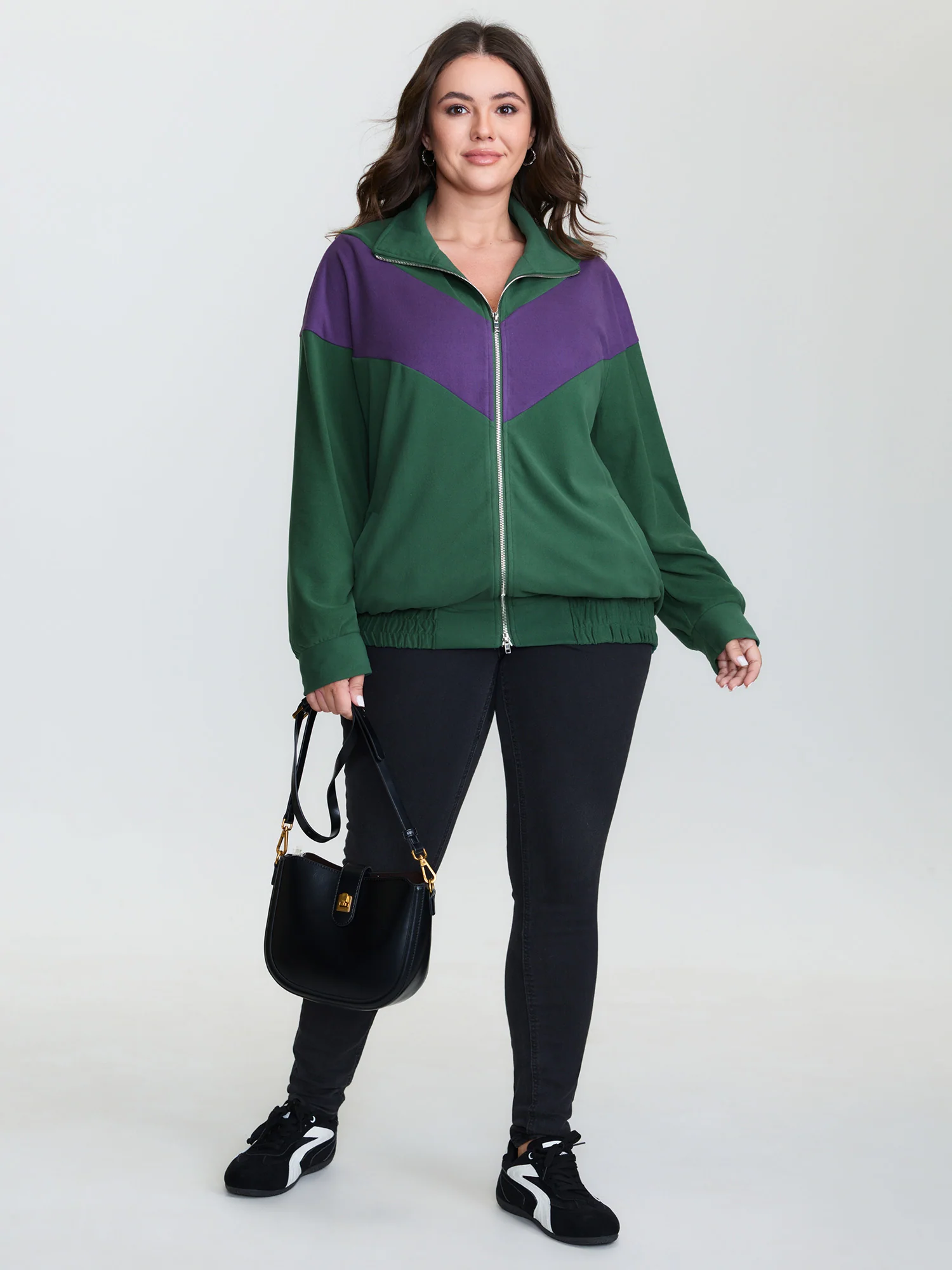 Color Contrast Zipper Front Hoodie - Image 4