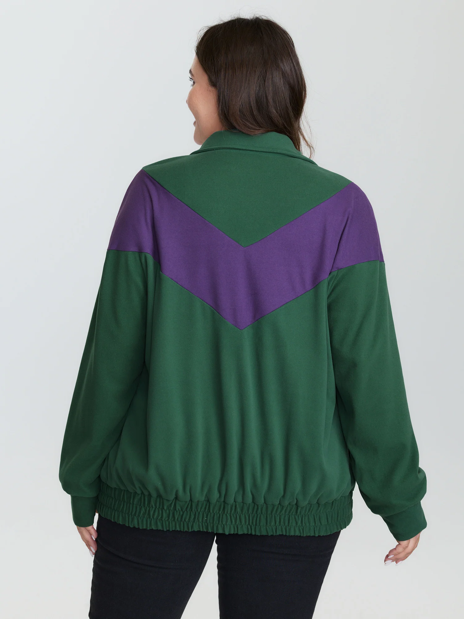 Color Contrast Zipper Front Hoodie - Image 5