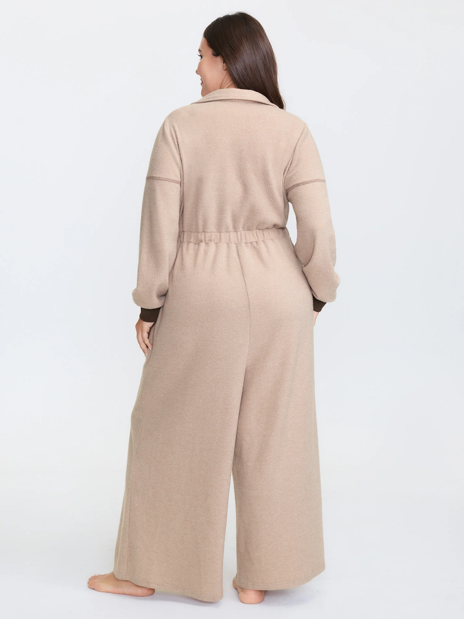 Color Contrast Zipper Lounge Jumpsuit - Image 5