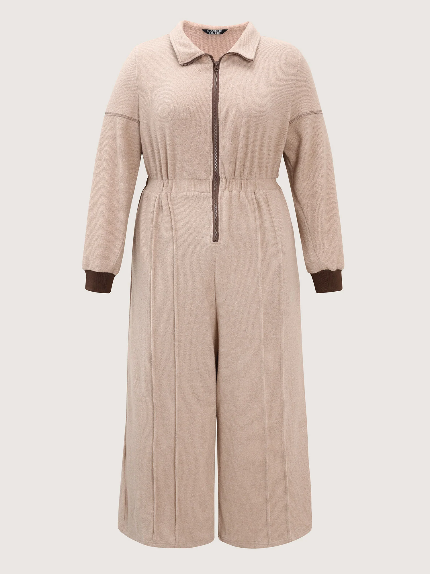 Color Contrast Zipper Lounge Jumpsuit - Image 8