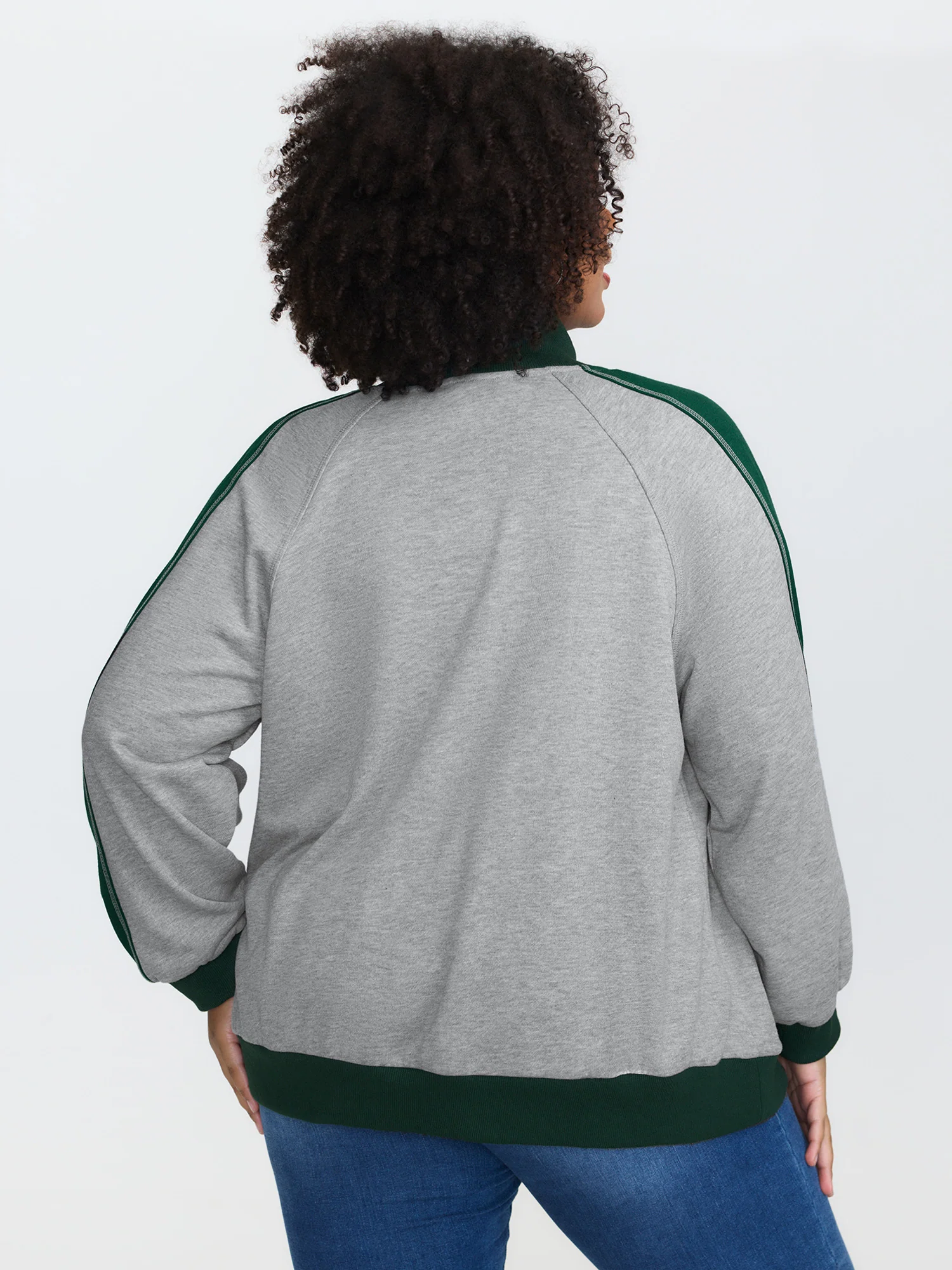 Color Contrast Zipper Pockets Jacket - Image 4