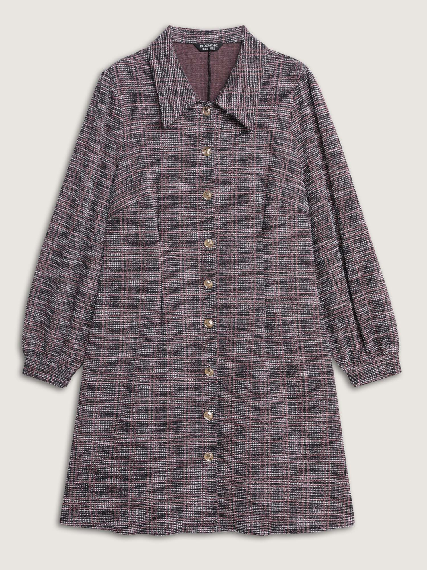 Color Fusion Checkered Print Shirt Dress - Image 7