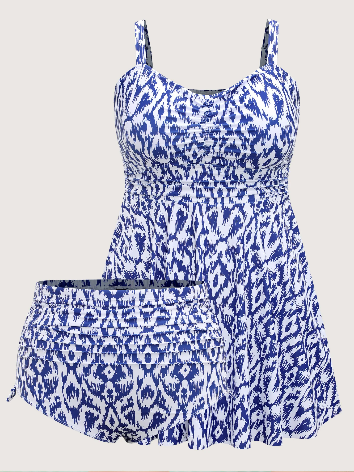 Color Fusion Ruched Abstract Swim Dress - Image 8