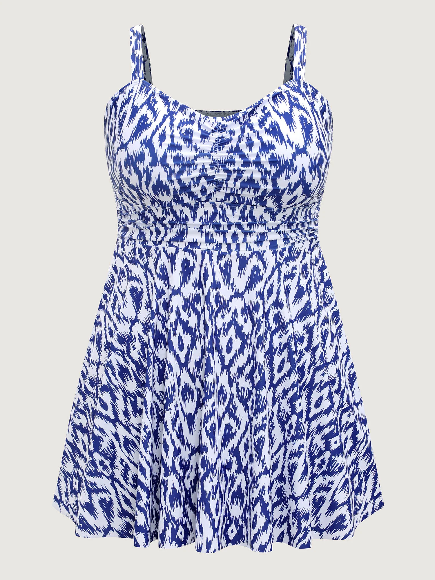 Color Fusion Ruched Abstract Swim Dress - Image 9